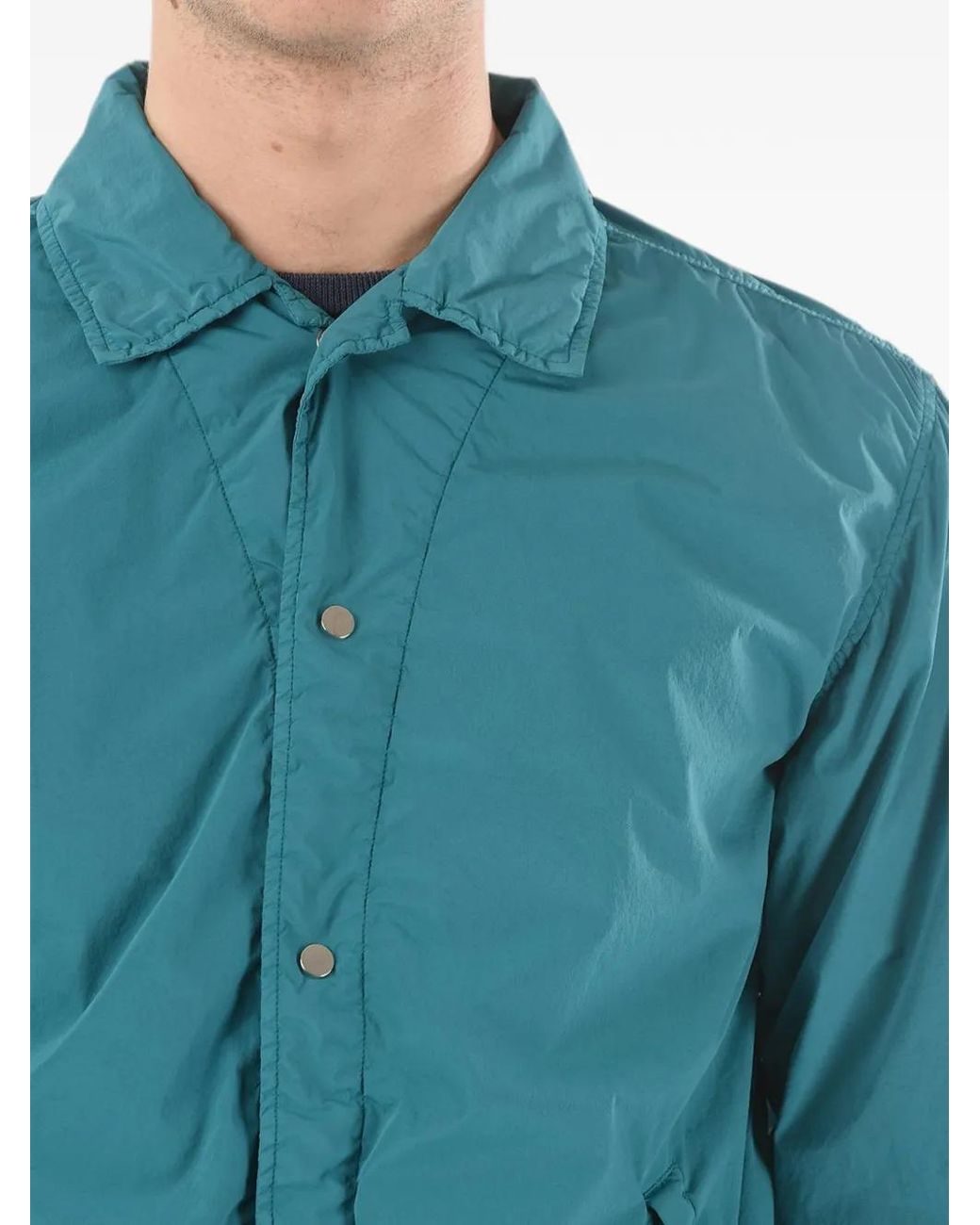 Corneliani Blue Snap-Button Overshirt for men