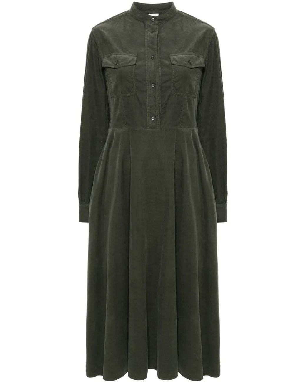 Aspesi Green Corduroy Midi Dress