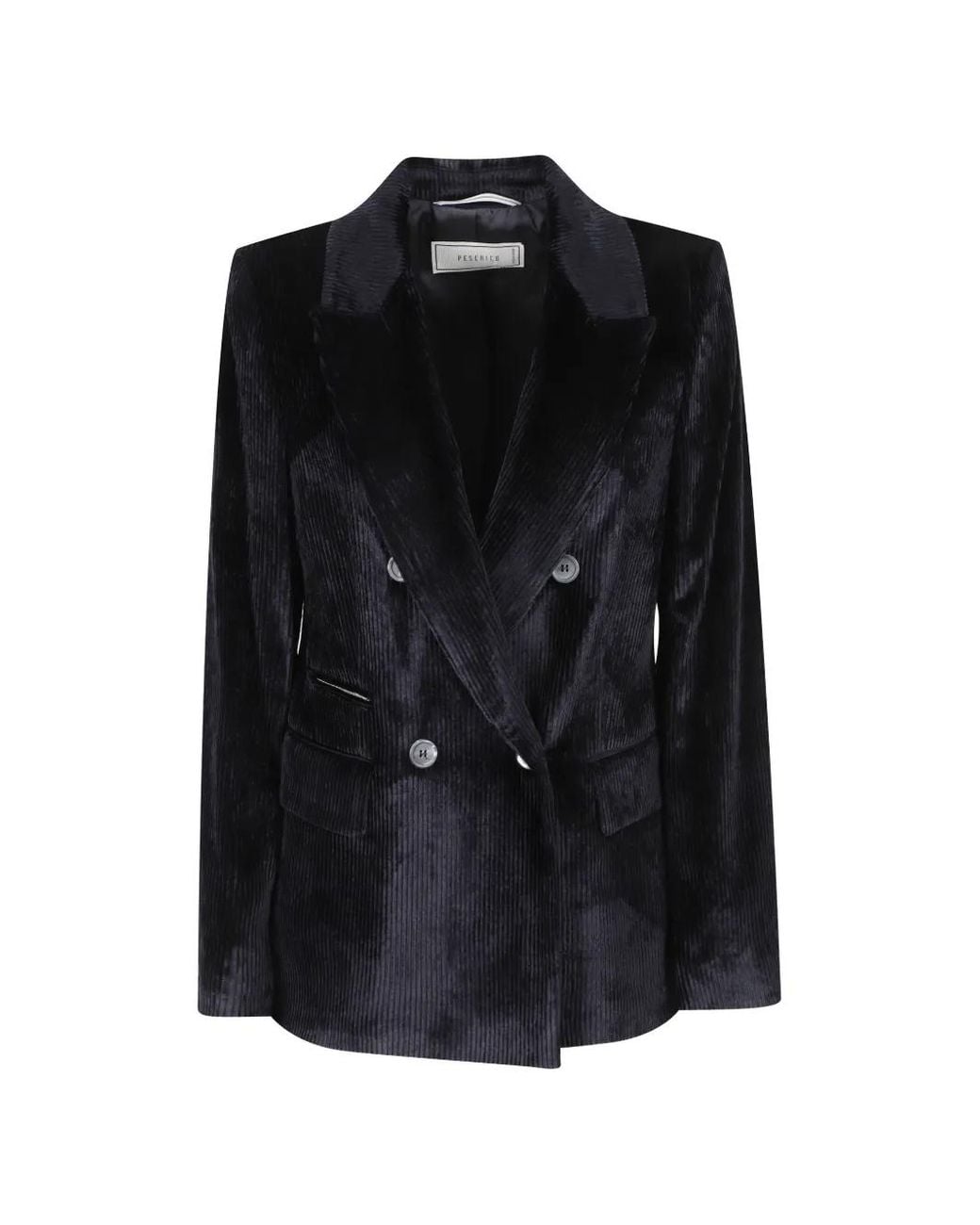 Peserico Black Double-Breasted Corduroy Jacket