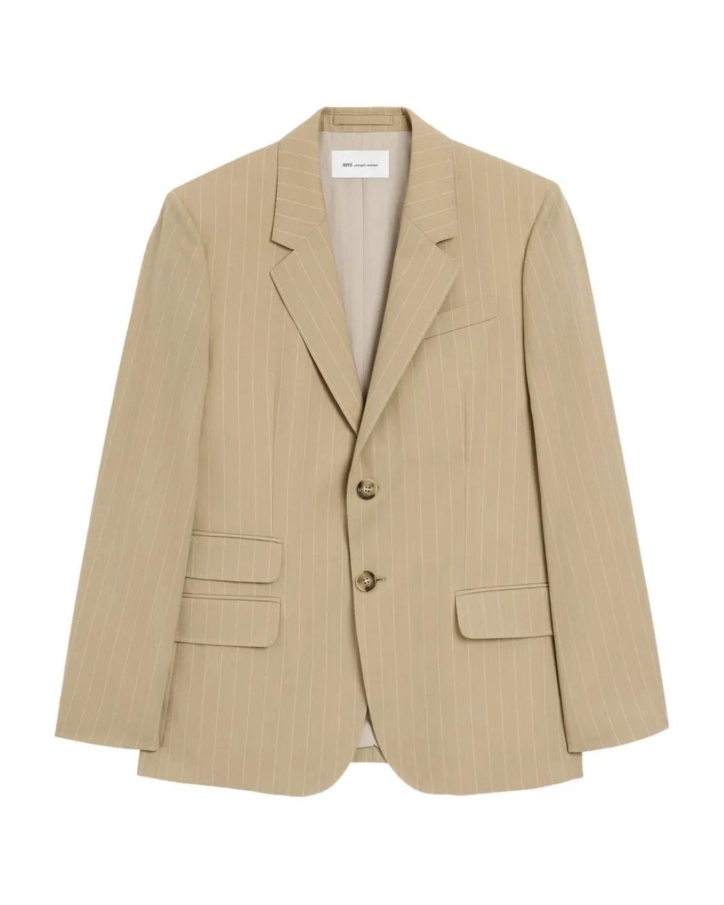 AMI Natural Striped Single-Breasted Jacket for men