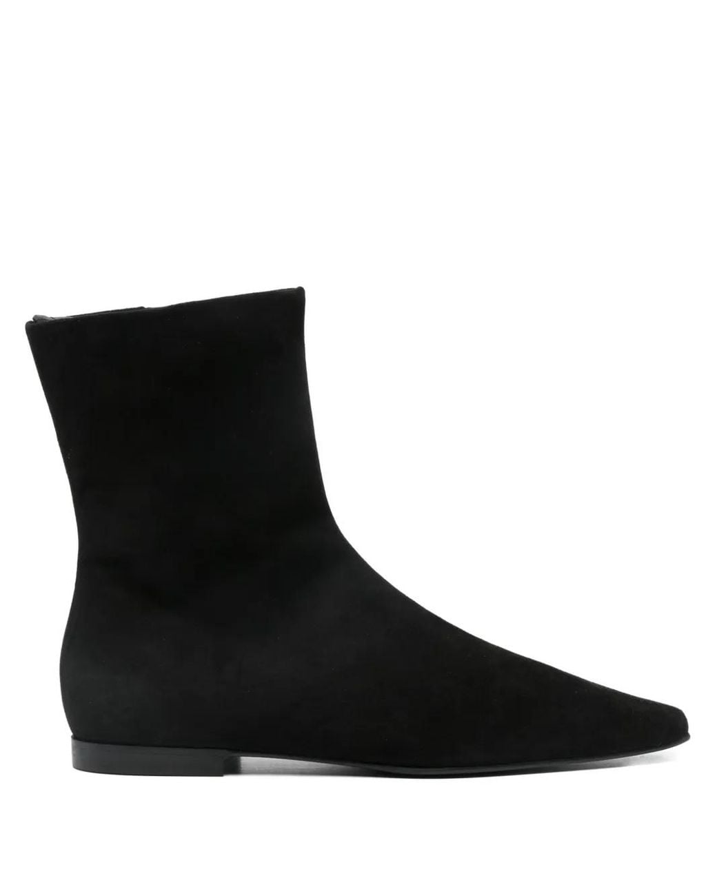Totême Black Zipped Suede Chelsea Boots