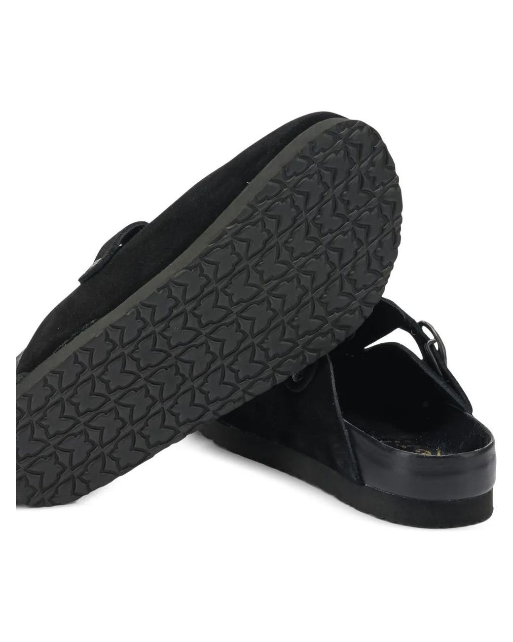 Needles Black Buckle Perforated Mules for men