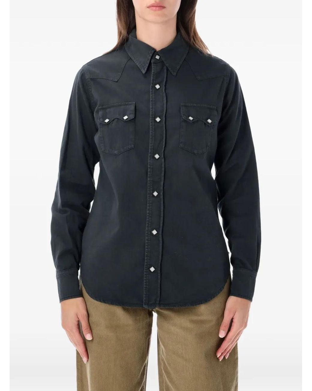 Fortela Blue Toledo Western-Style Button-Up Shirt