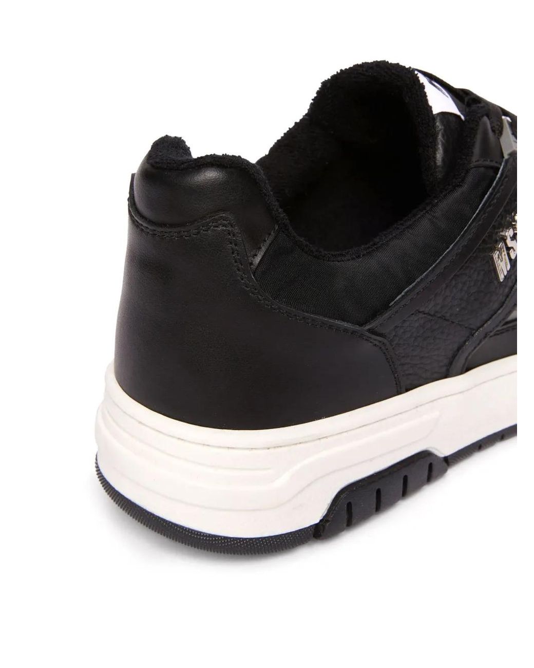 MSGM Black Panelled Leather Sneakers for men