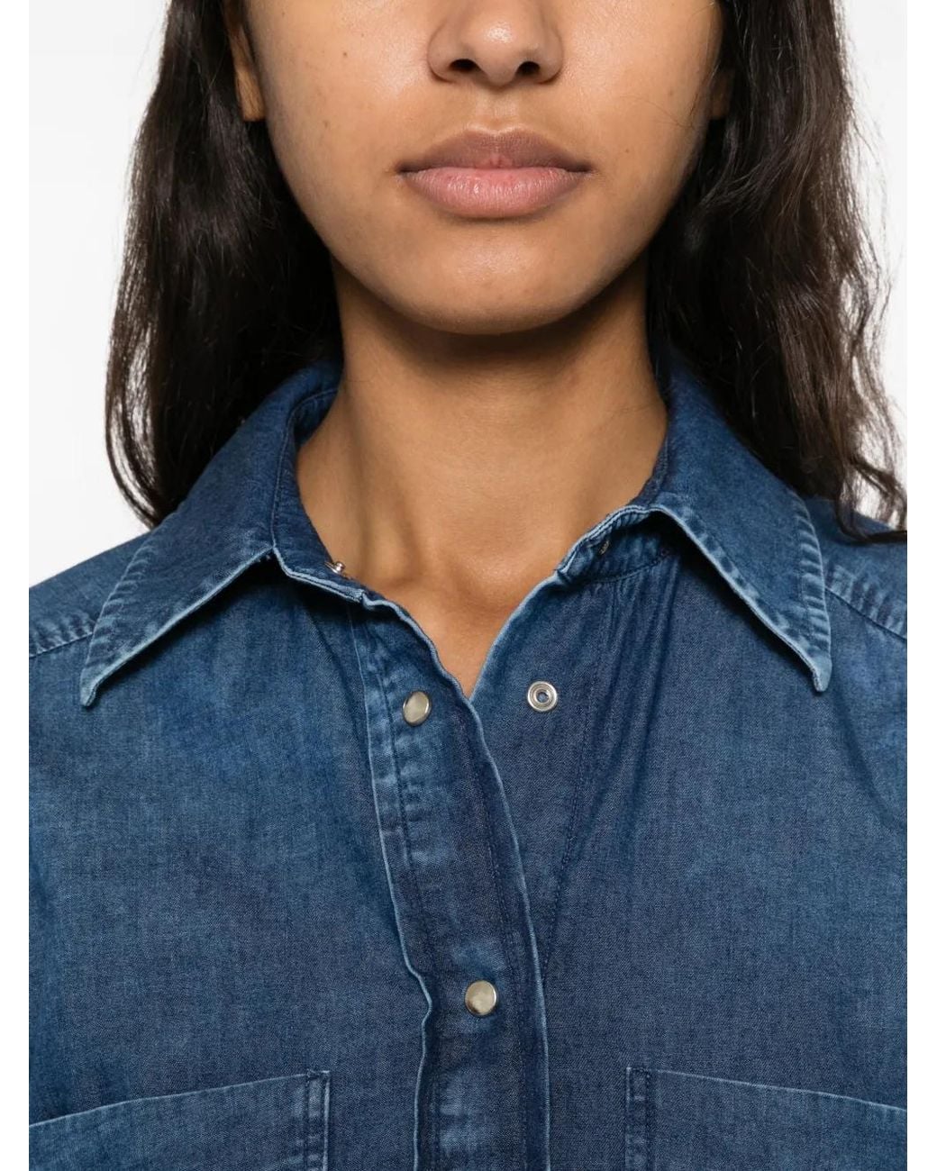 Caliban Blue Chest-Pocket Denim Shirt