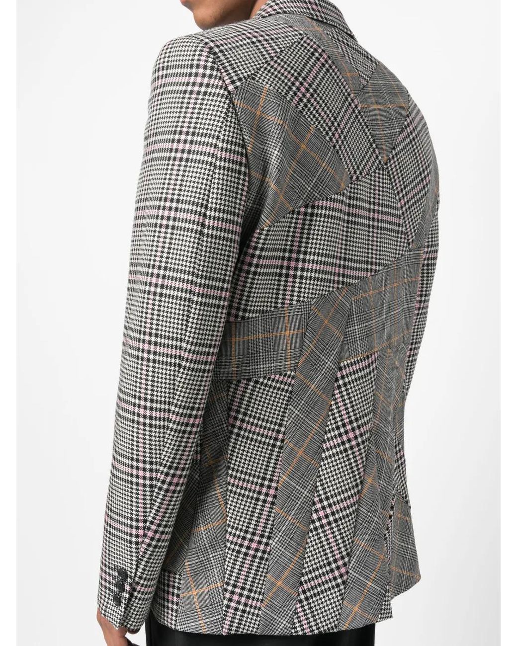 Comme des Garçons Gray Patchwork Detailing Checked Blazer for men