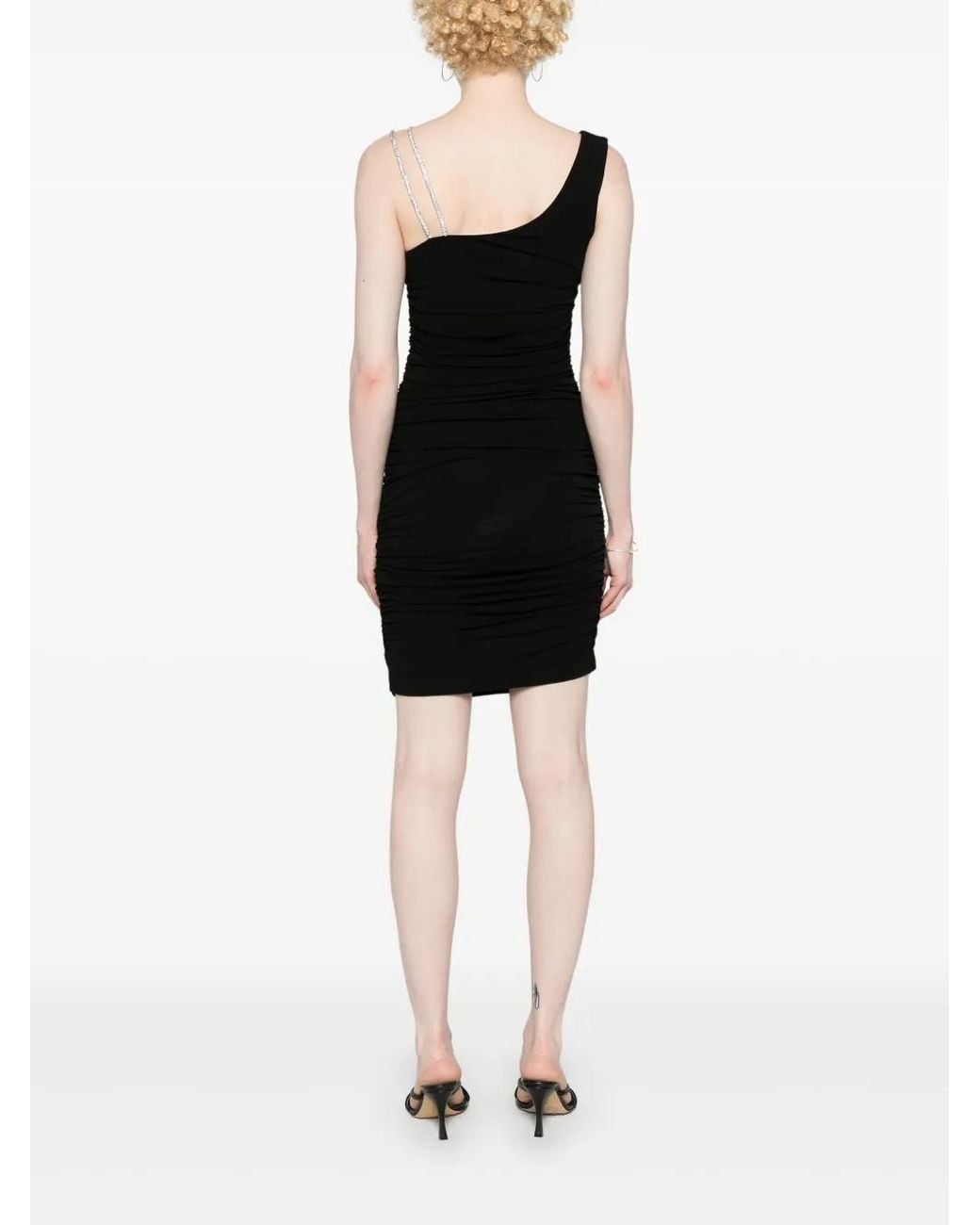 Off-White c/o Virgil Abloh Black Asymmetric Crepe Mini Dress