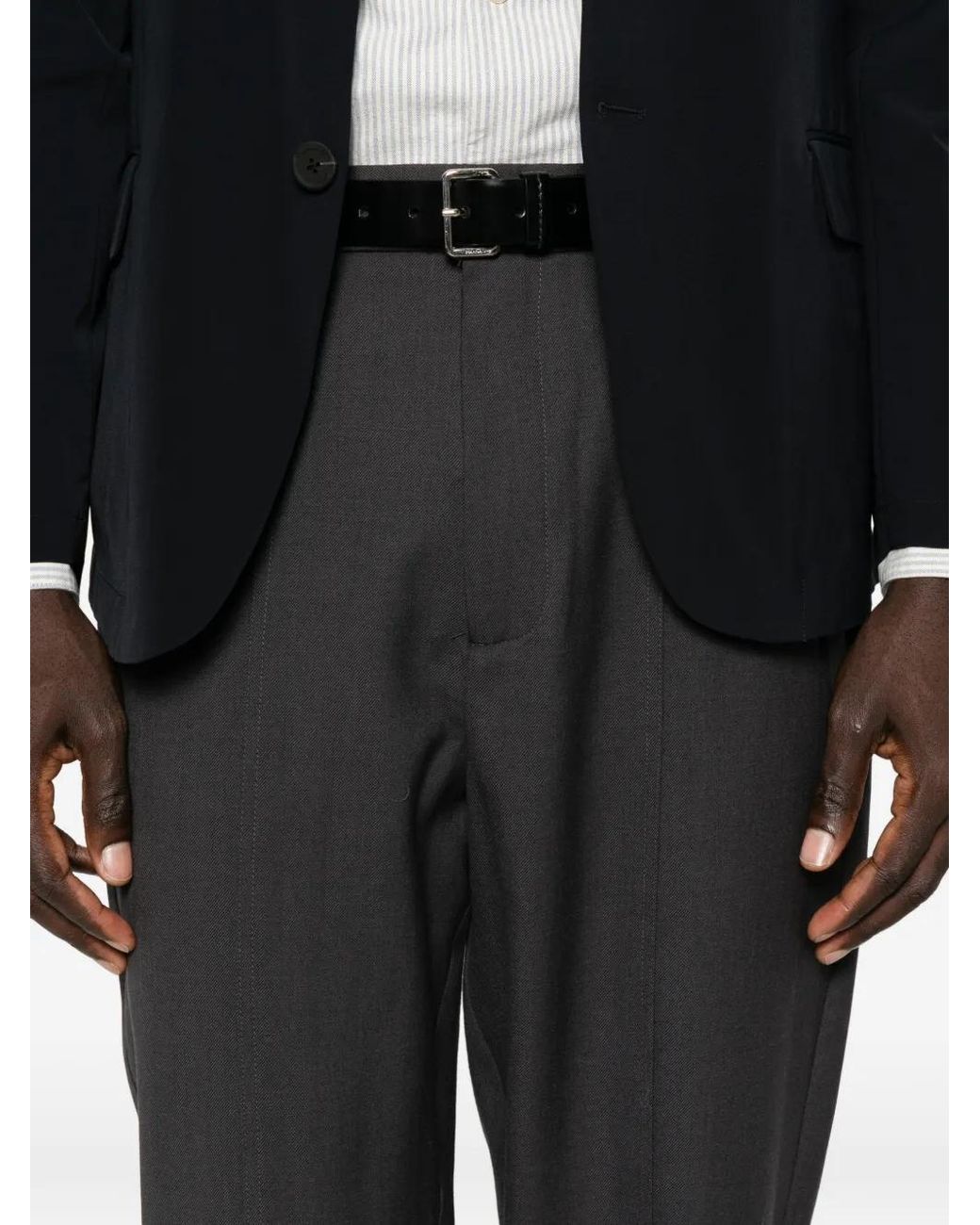 Emporio Armani Black Elasticated-Waist Trousers for men