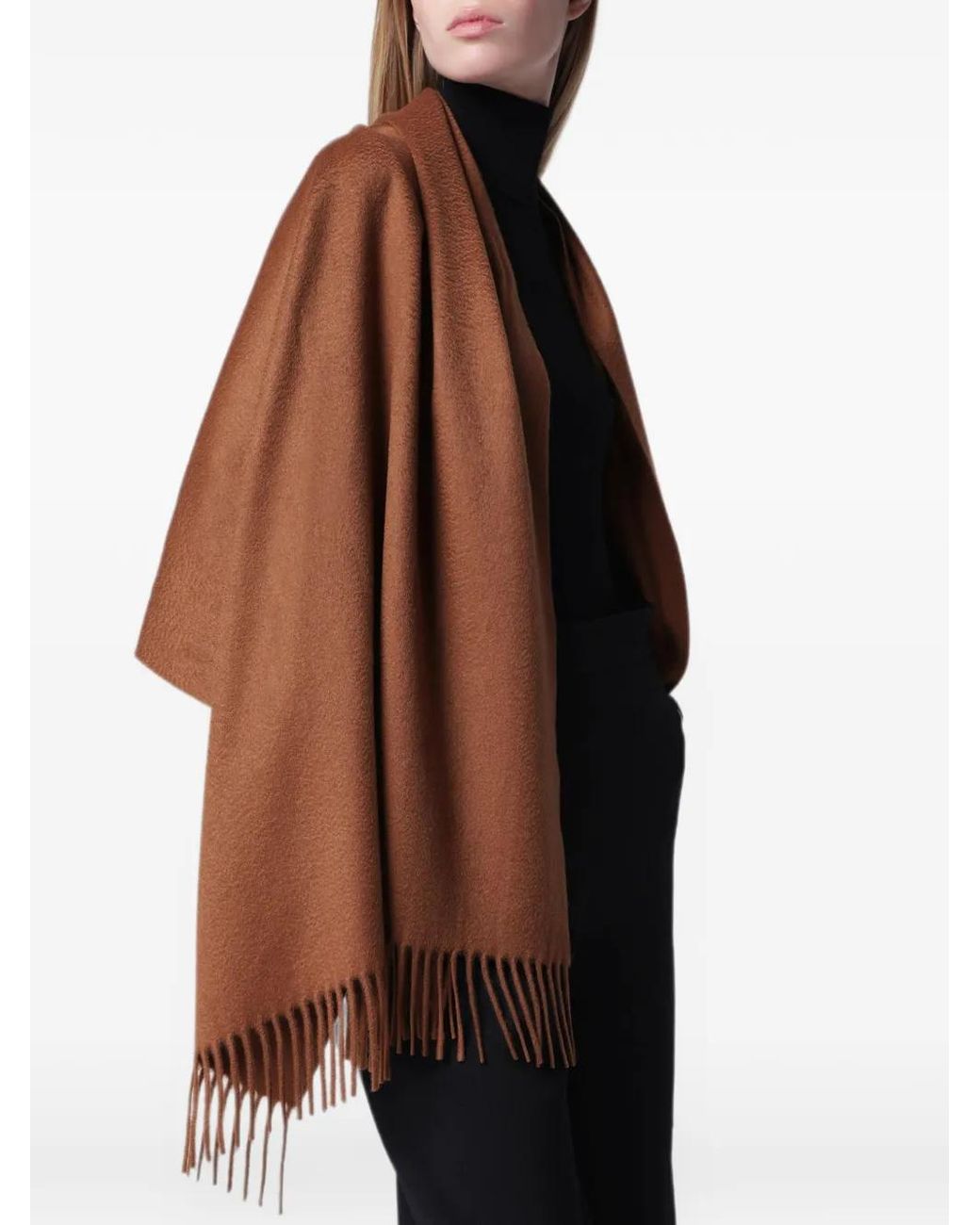 Sciarpa Baci Con Frange di Max Mara in Brown
