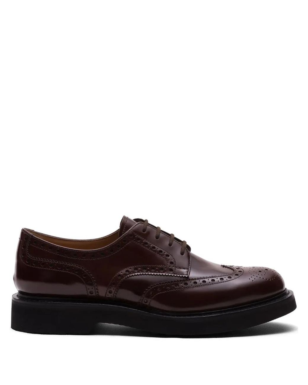 Church's Brown Ghillies Brogue Derby Leather Shoes for men