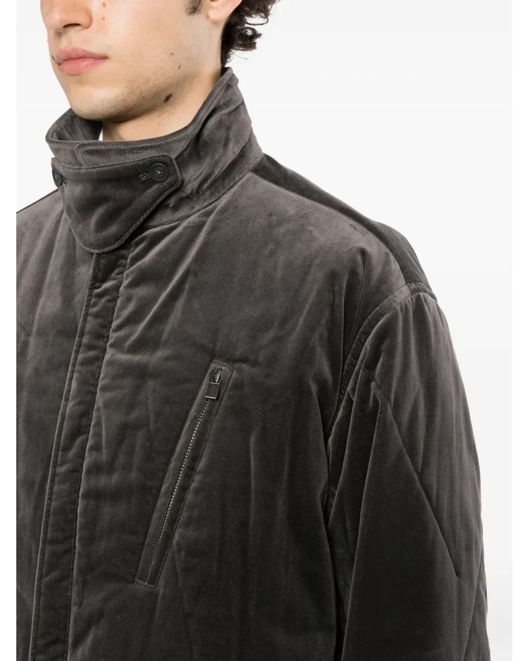 Yohji Yamamoto Black Velvet Padded Jacket for men