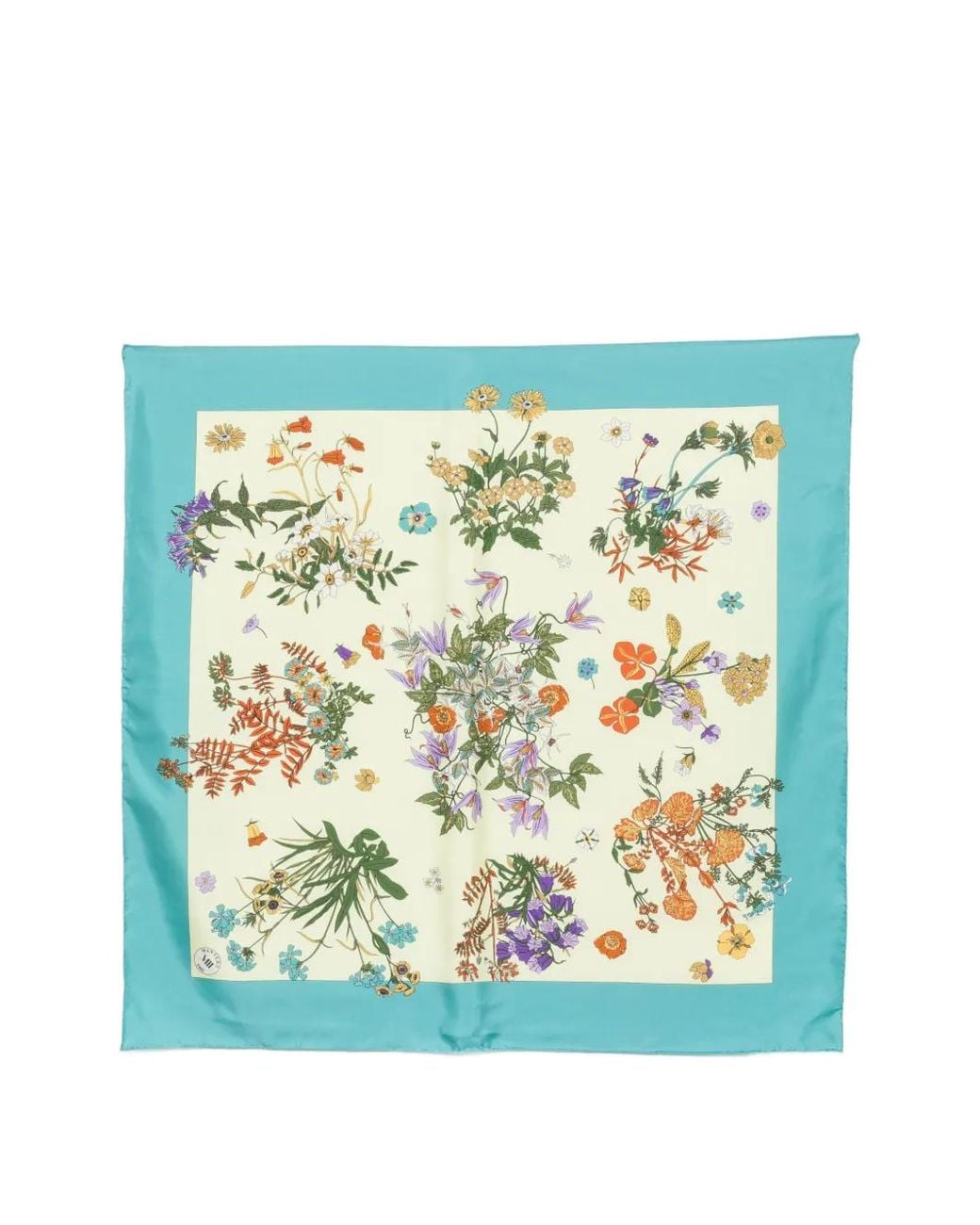Mantero 1902 Blue Floral-Print Silk Scarf