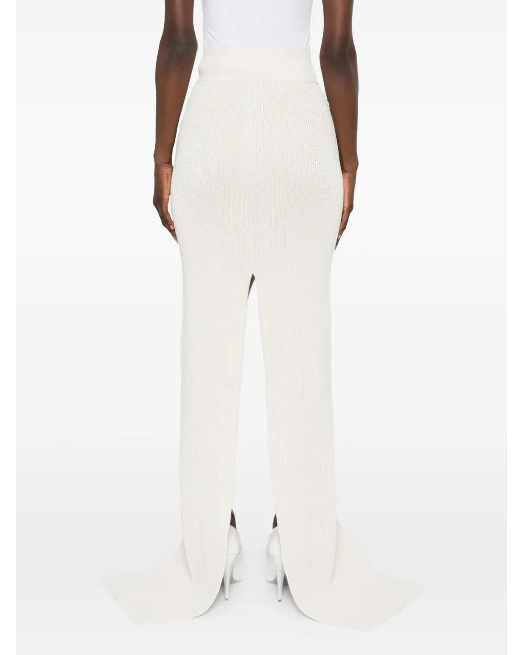 Rick Owens White Ribbed-Knit Maxi Skirt