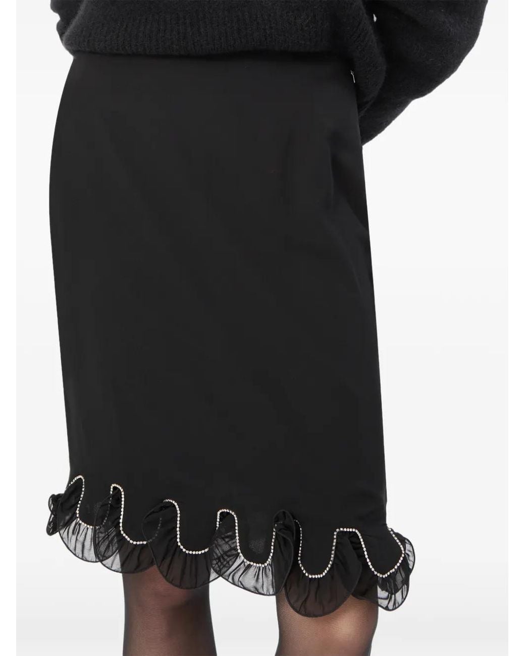 ROTATE BIRGER CHRISTENSEN Black Chiffon Ruffle Mini Skirt