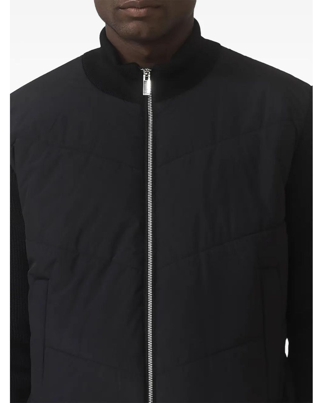 Mauvais Black Quilted Panelled Jacket for men