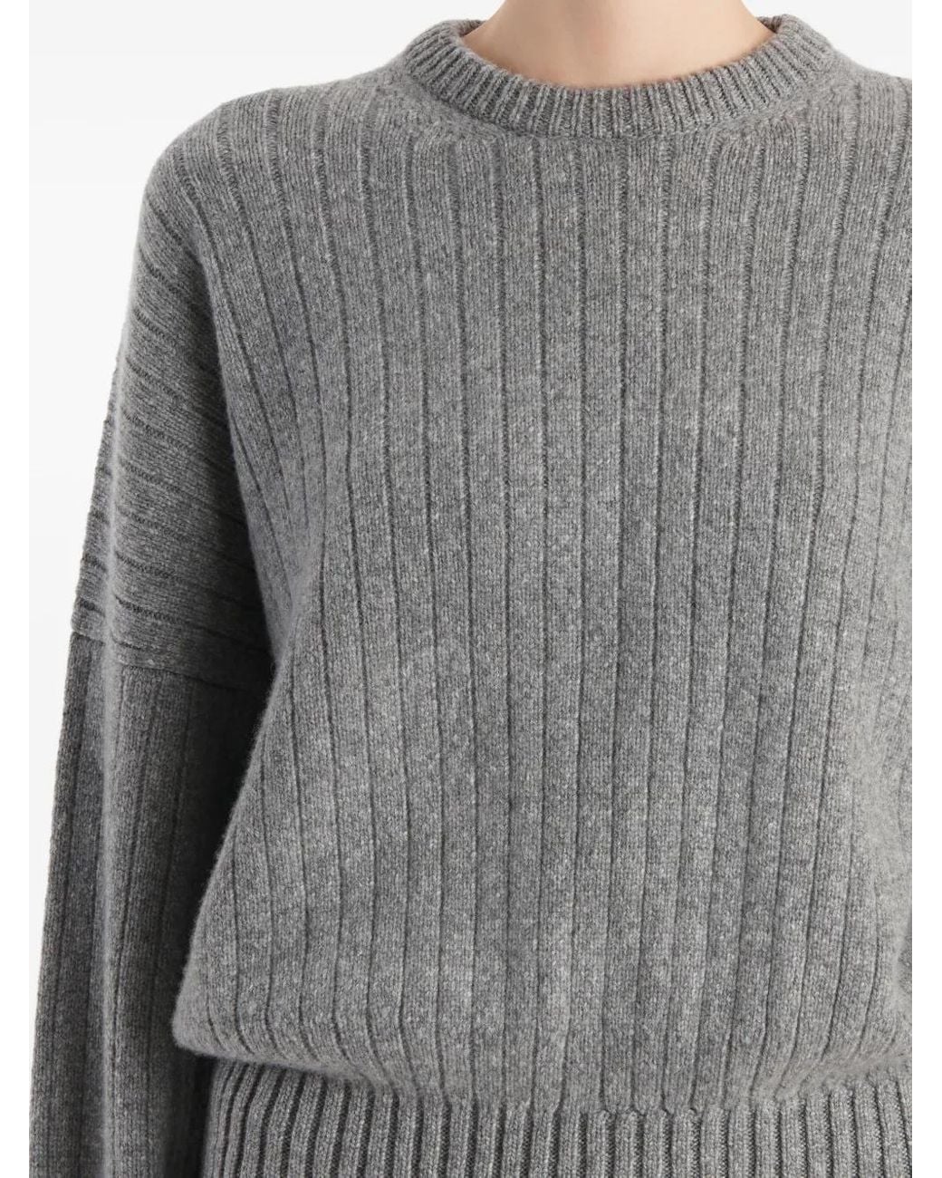 Khaite Gray Ribbed Sweater
