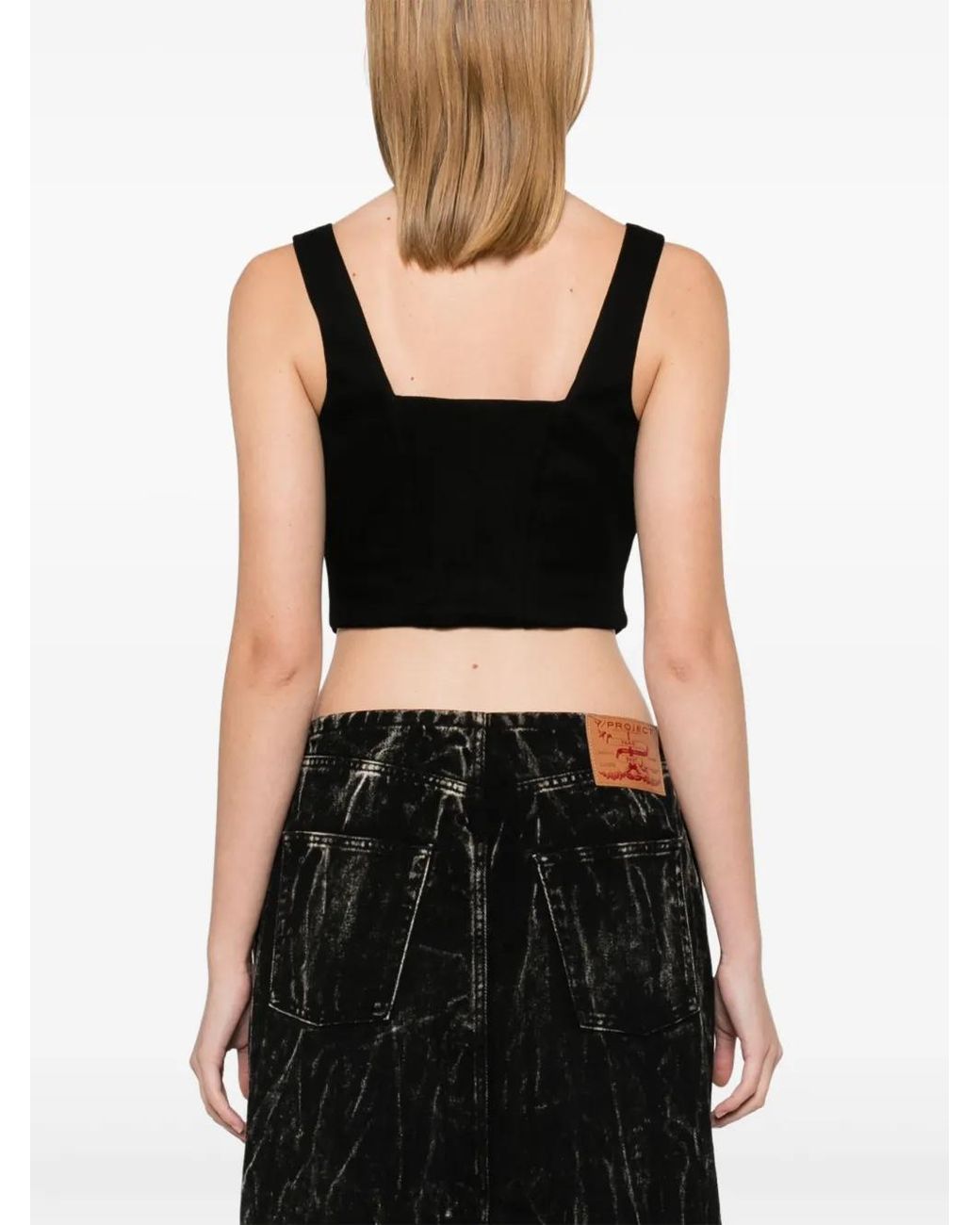 Amiri Black Crystal-Embellished Corset Top