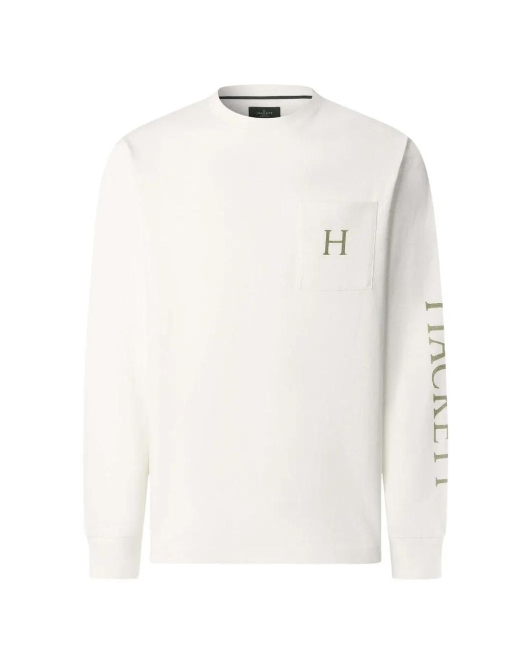 Hackett White Logo-Print Pocket T-Shirt for men