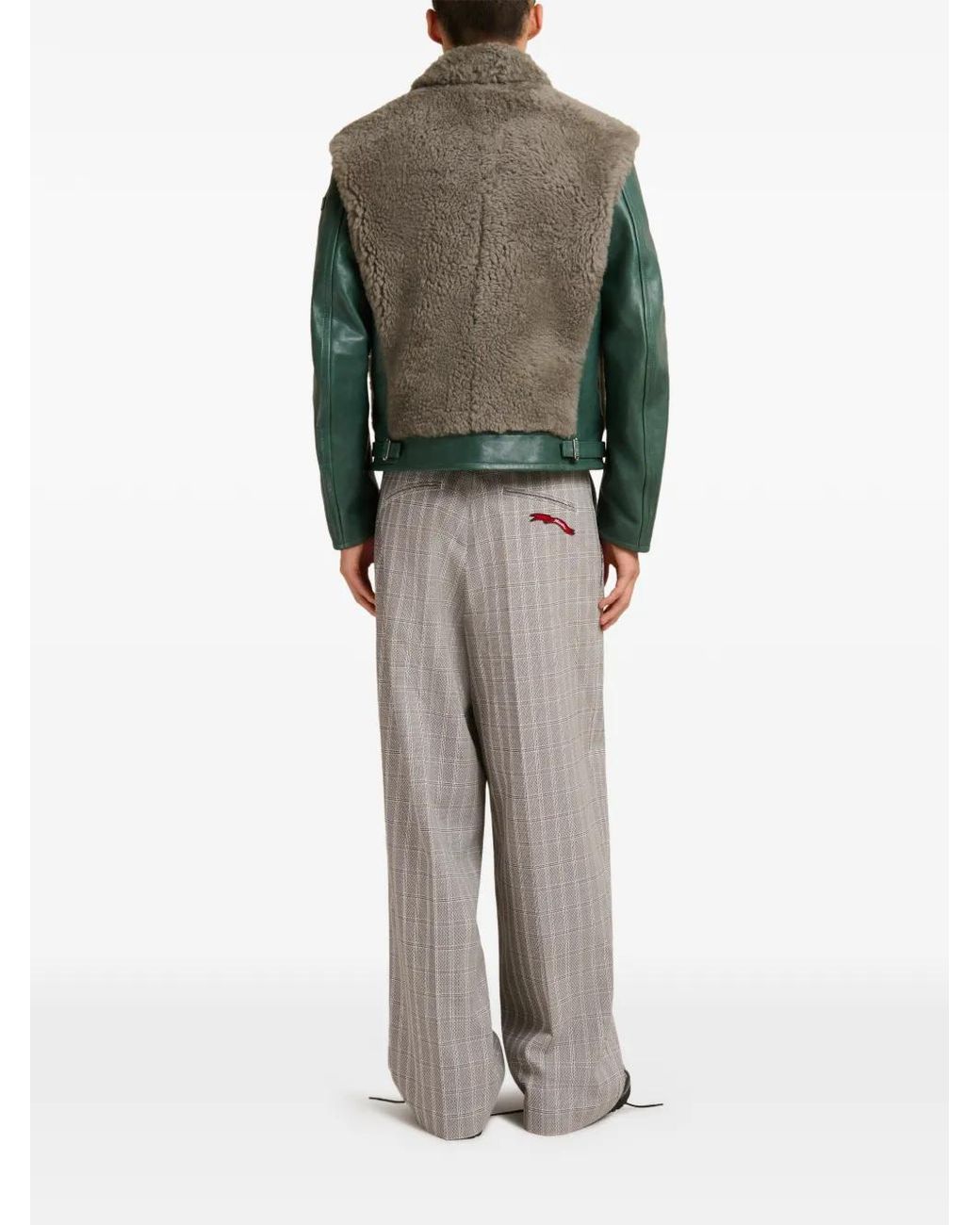 Marni Green Veste En Peau Lainée for men