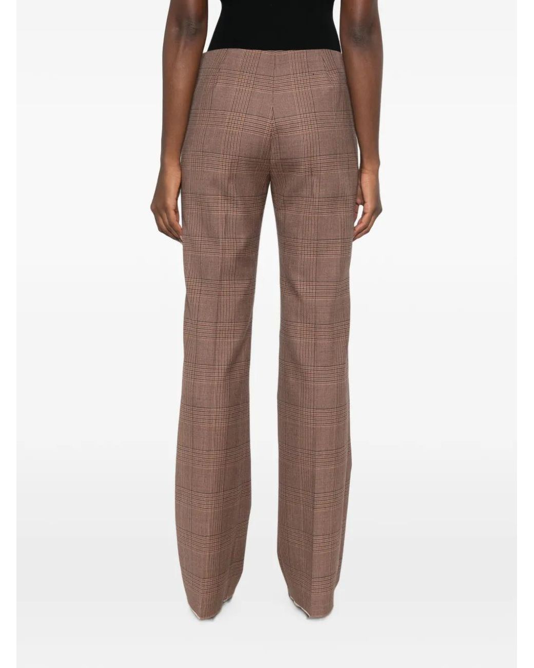 Max Mara Brown Pantalon À Motif Prince De Galles