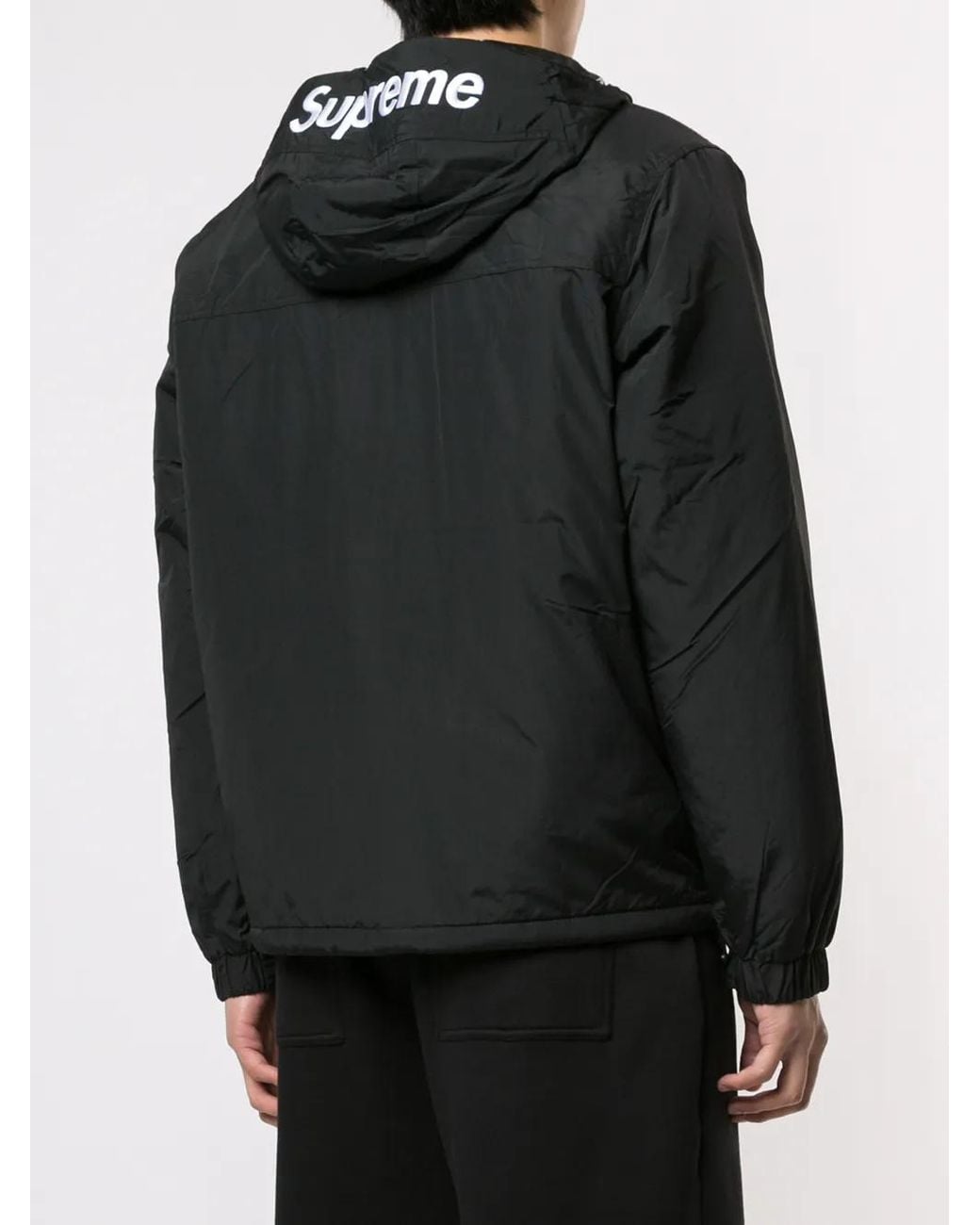 Supreme Black Half-Zip Hooded Windbreaker for men