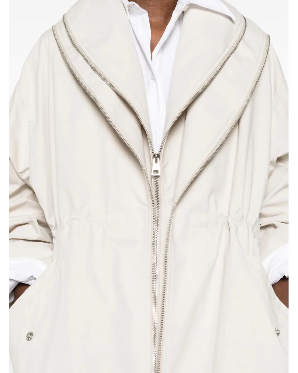Givenchy White Parka With Zipped Shawl Collar