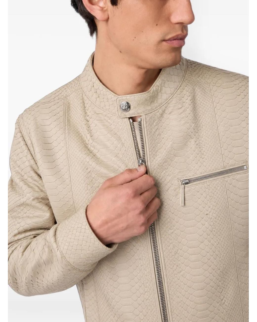 Billionaire Jacke Aus Pythonleder in Natural für Herren