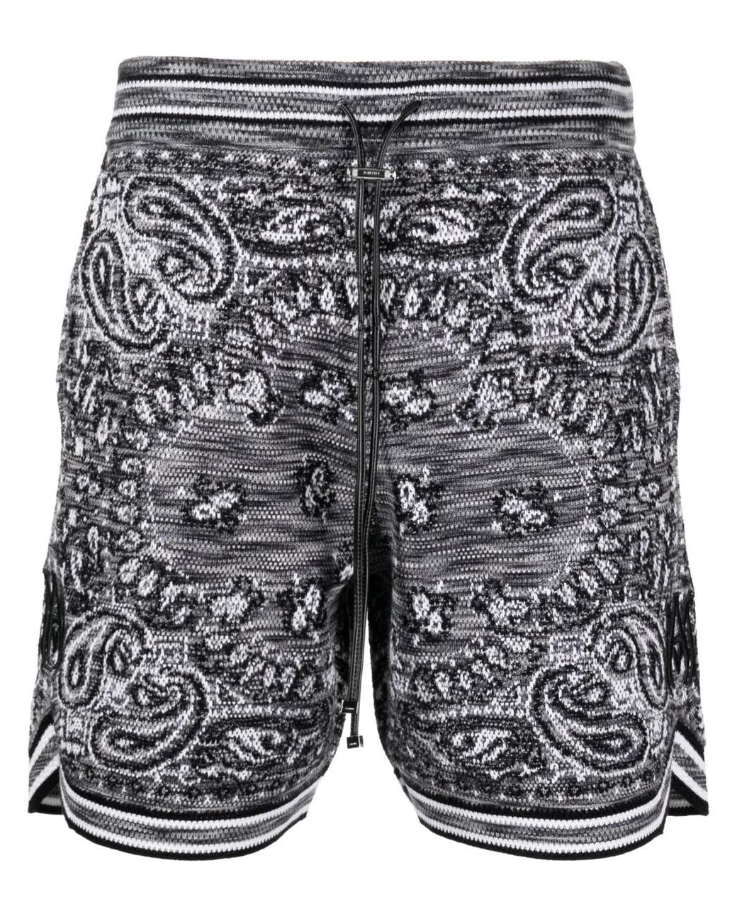 Amiri Gray Bandana-Print Track Shorts for men