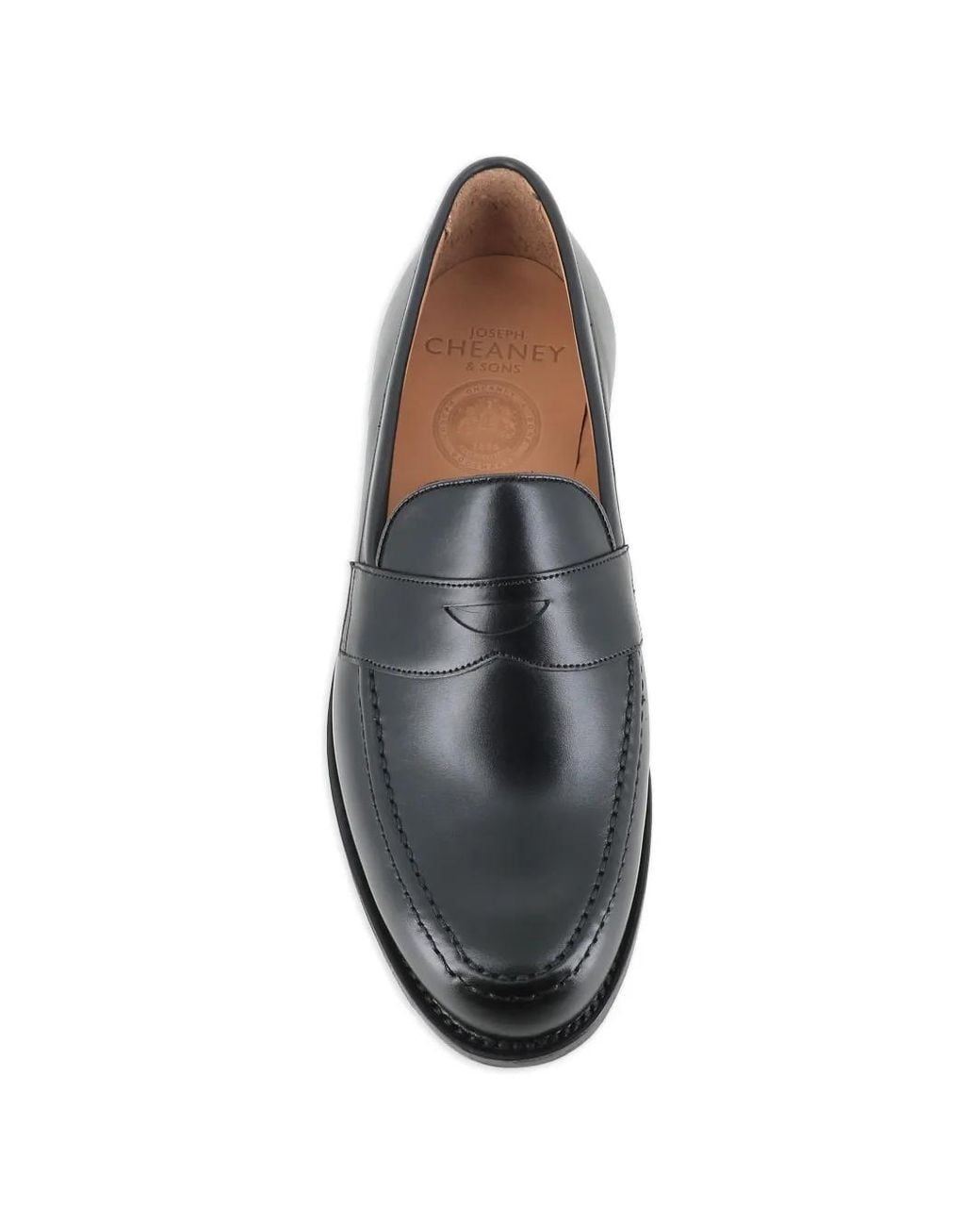 Cheaney Black Penny Leather Loafers for men