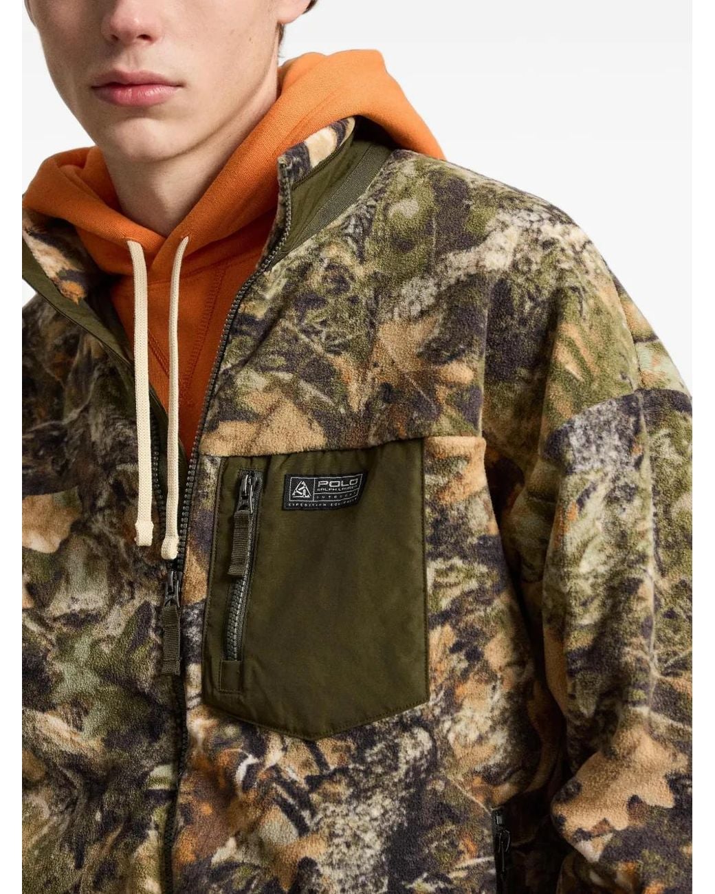 Polo Ralph Lauren Green Relaxed Fit Forest-Print Fleece Jacket for men
