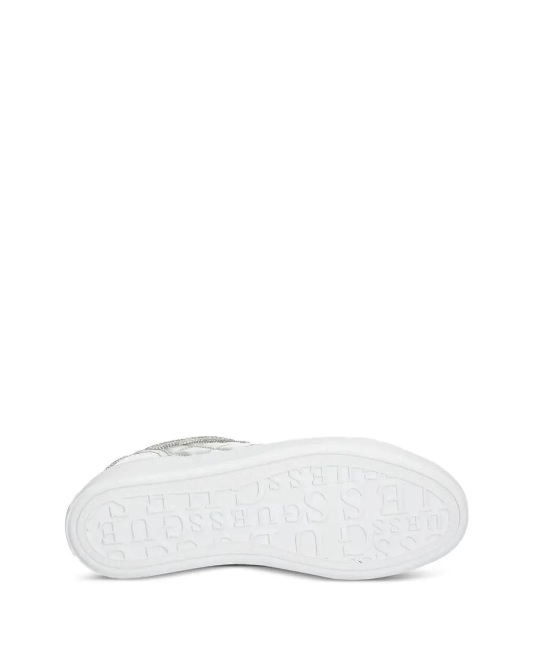 Guess White Gratea Quilted Metallic-Effect Sneakers