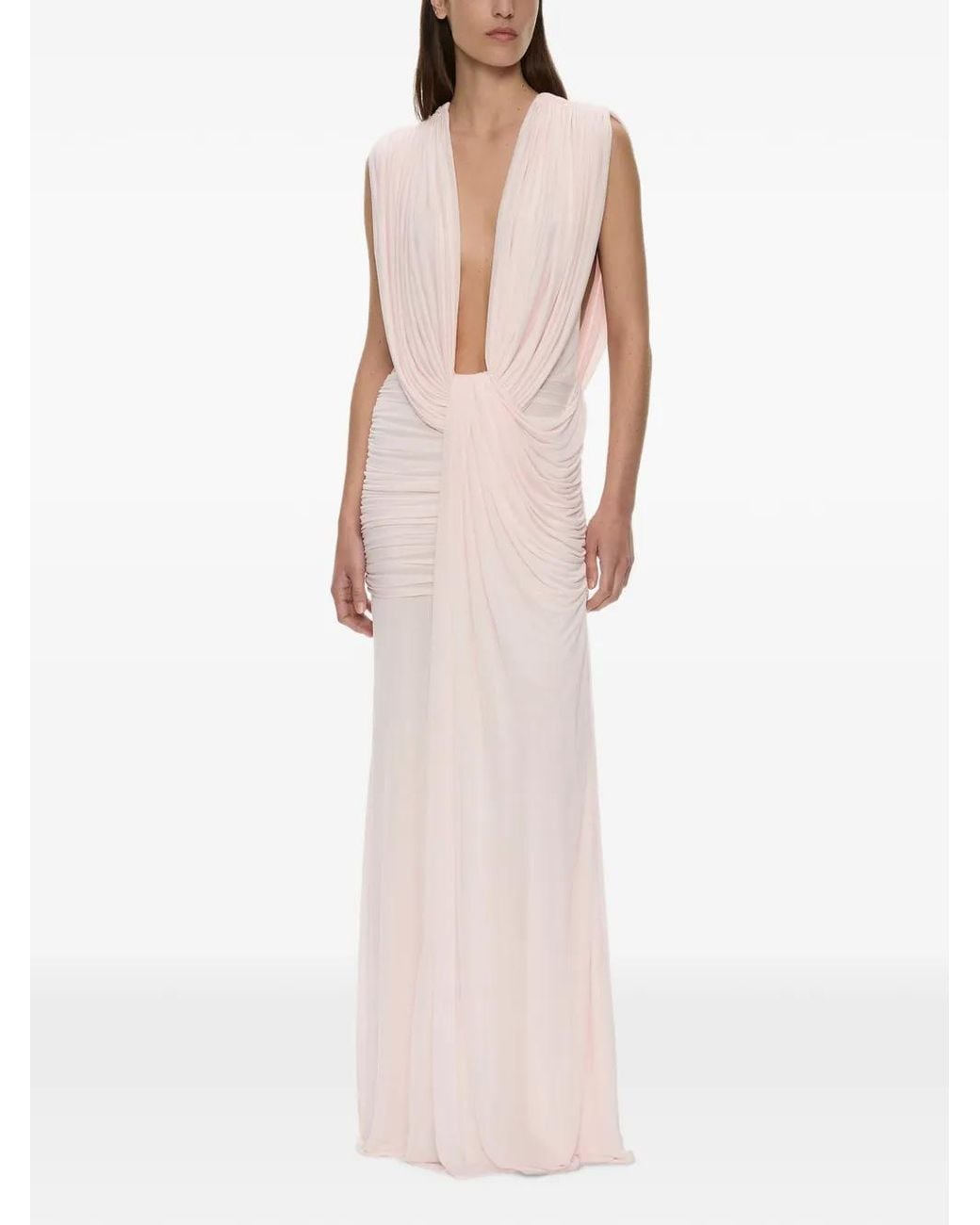 Christopher Esber Pink Ripple-Drape Maxi Dress