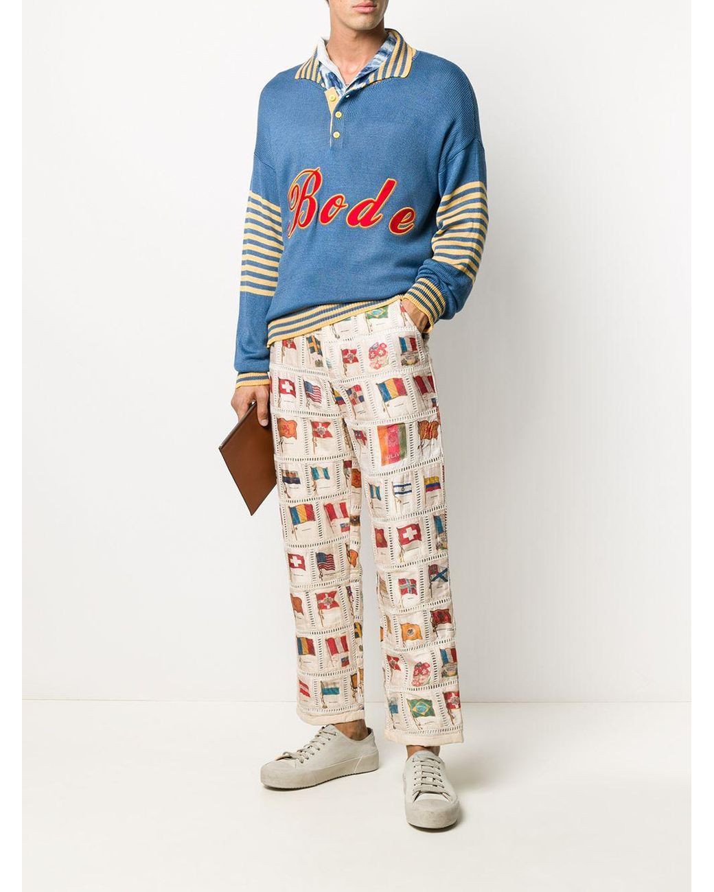 Bode Tobacco Flag Patchwork Trousers for Men