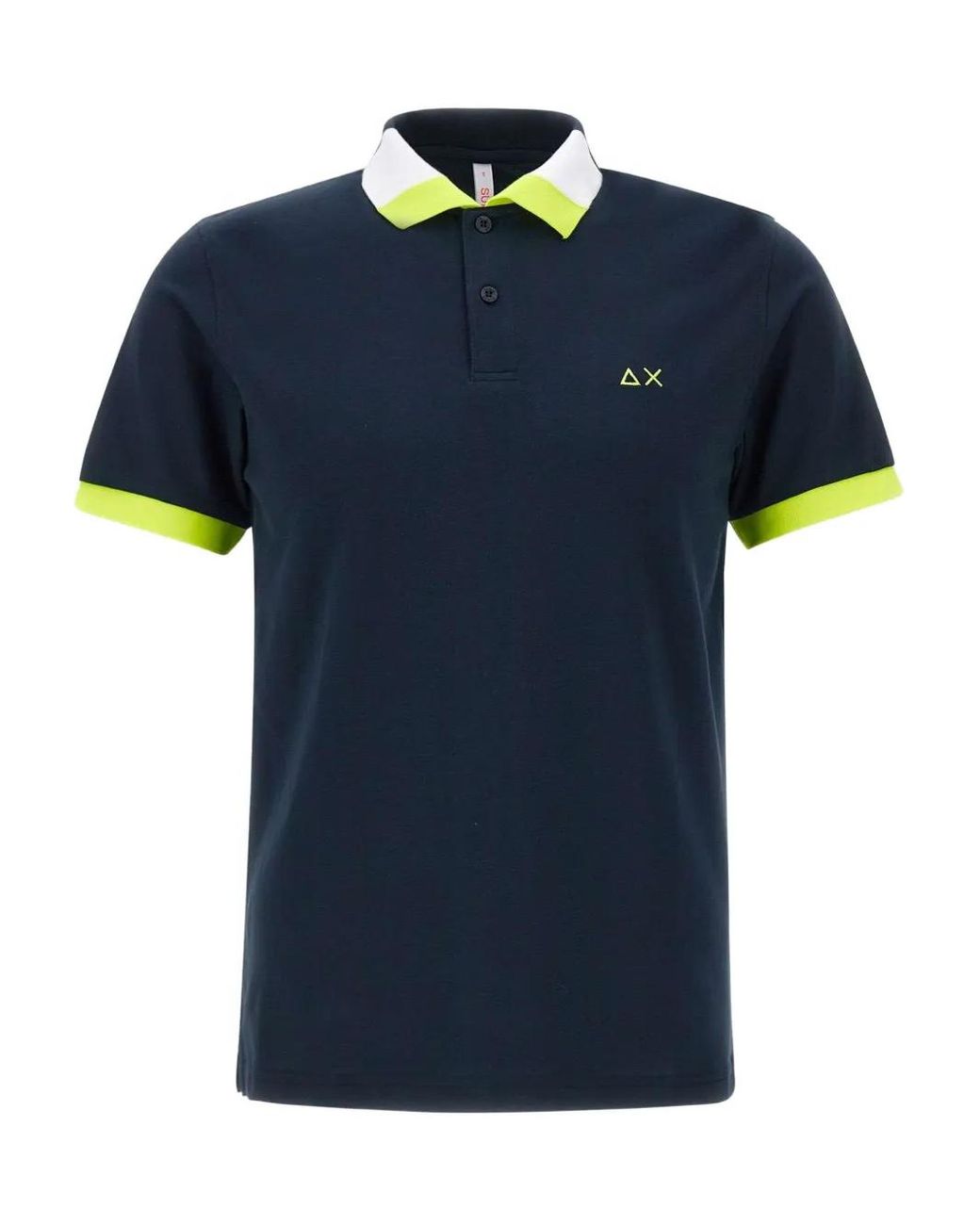 Sun 68 Blue Colour-Block Polo Shirt for men
