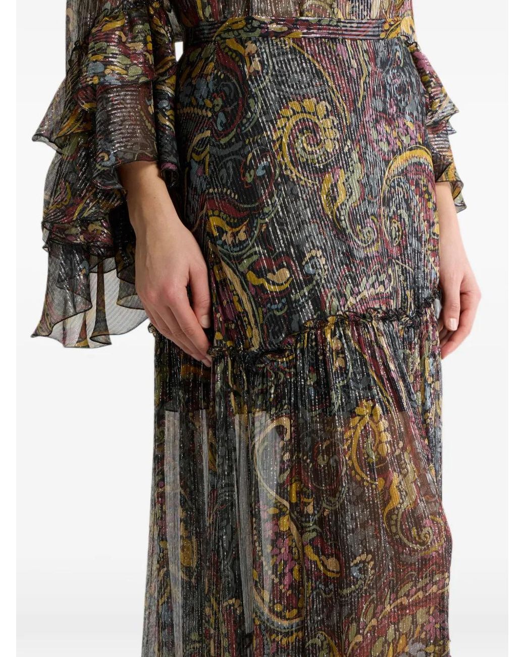 Etro Black Paisley-Print Maxi Skirt