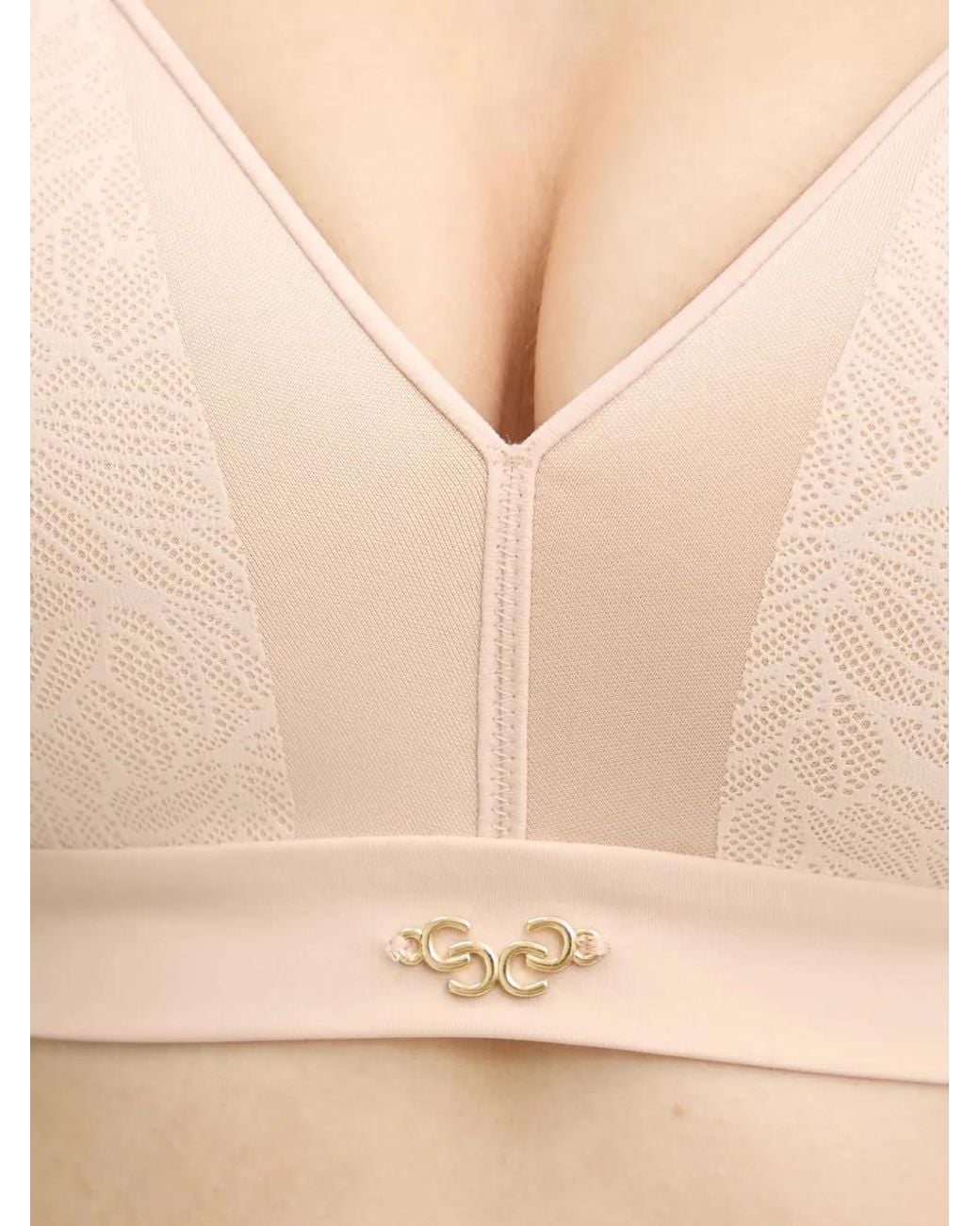 Chantelle Natural Lace-Panelled Wireless Bra
