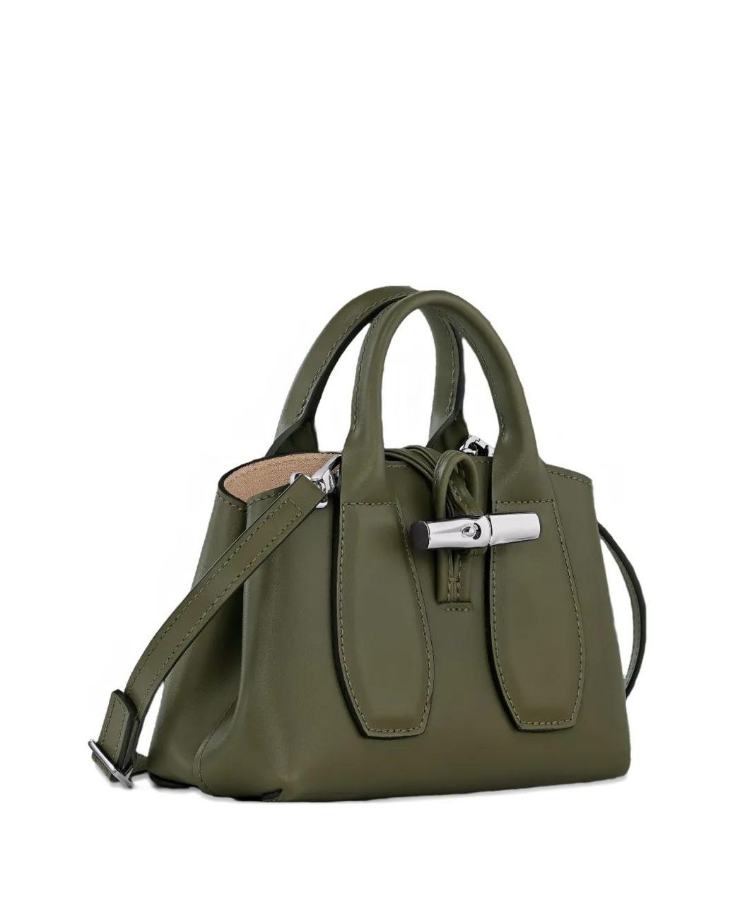 Longchamp Green Top-Handle Leather Shoulder Bag