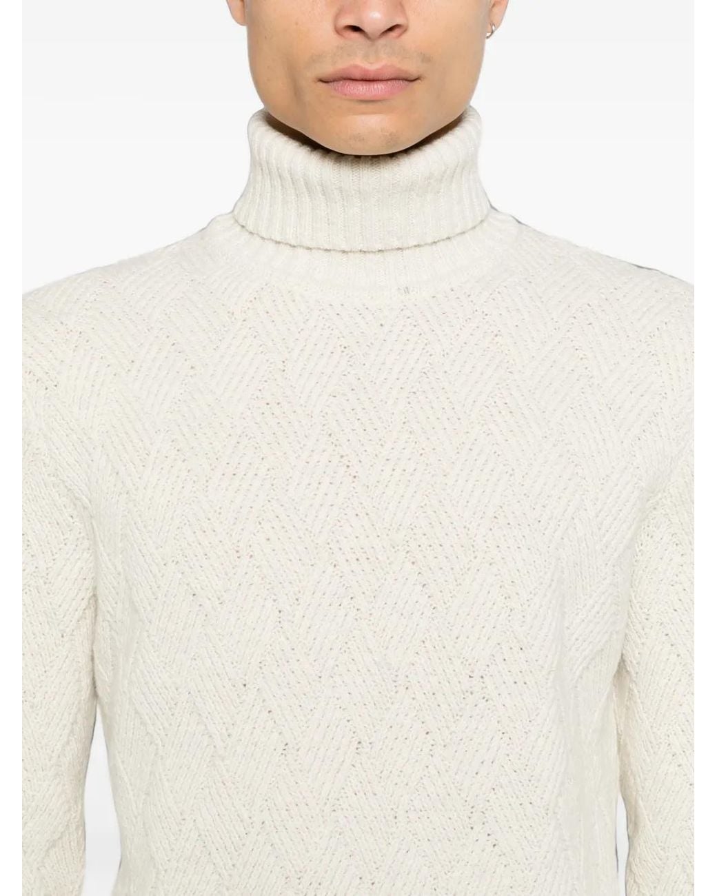 Eleventy White Pull À Col Roulé for men