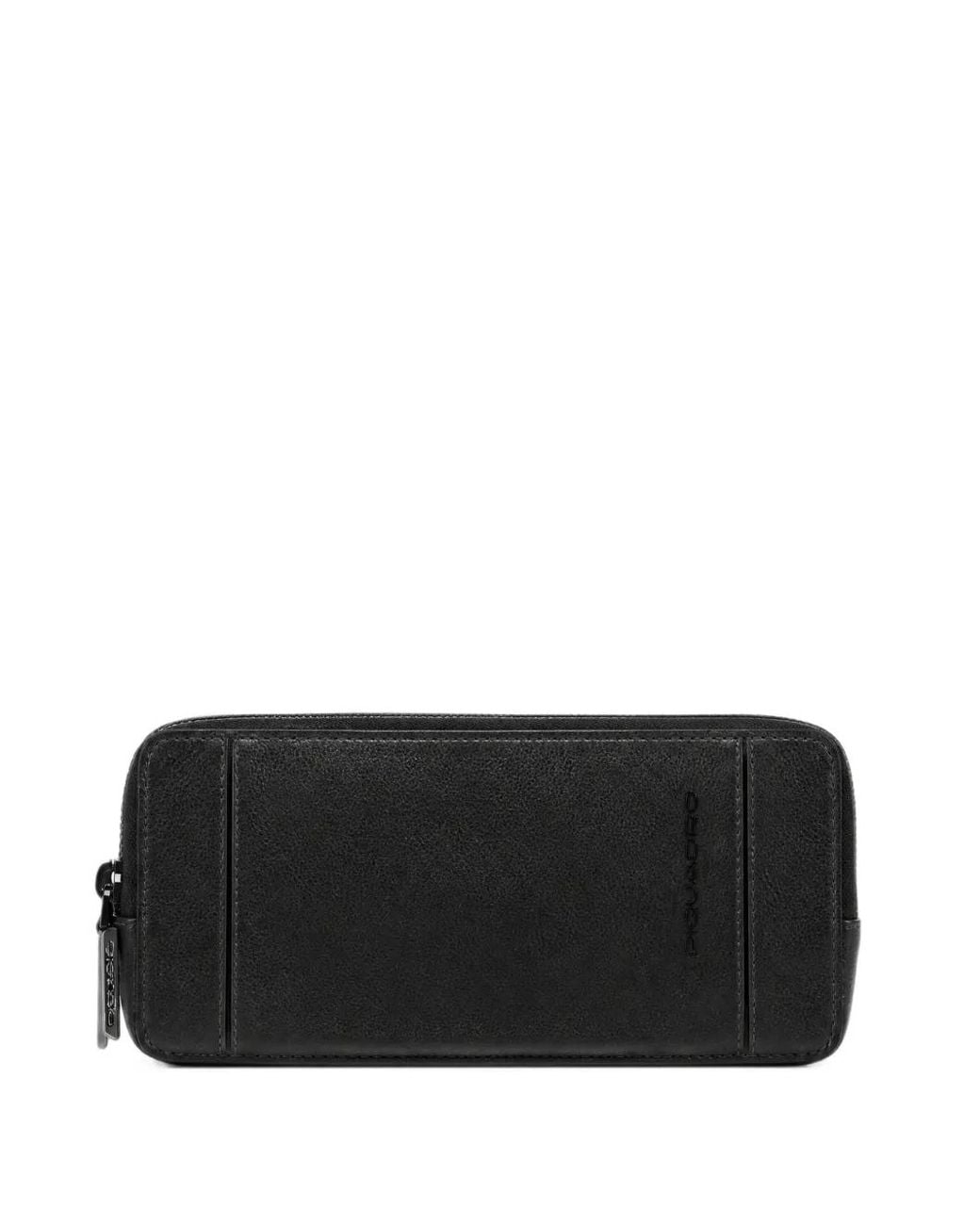 Piquadro Black Logo-Embossed Zip-Around Clutch Bag for men