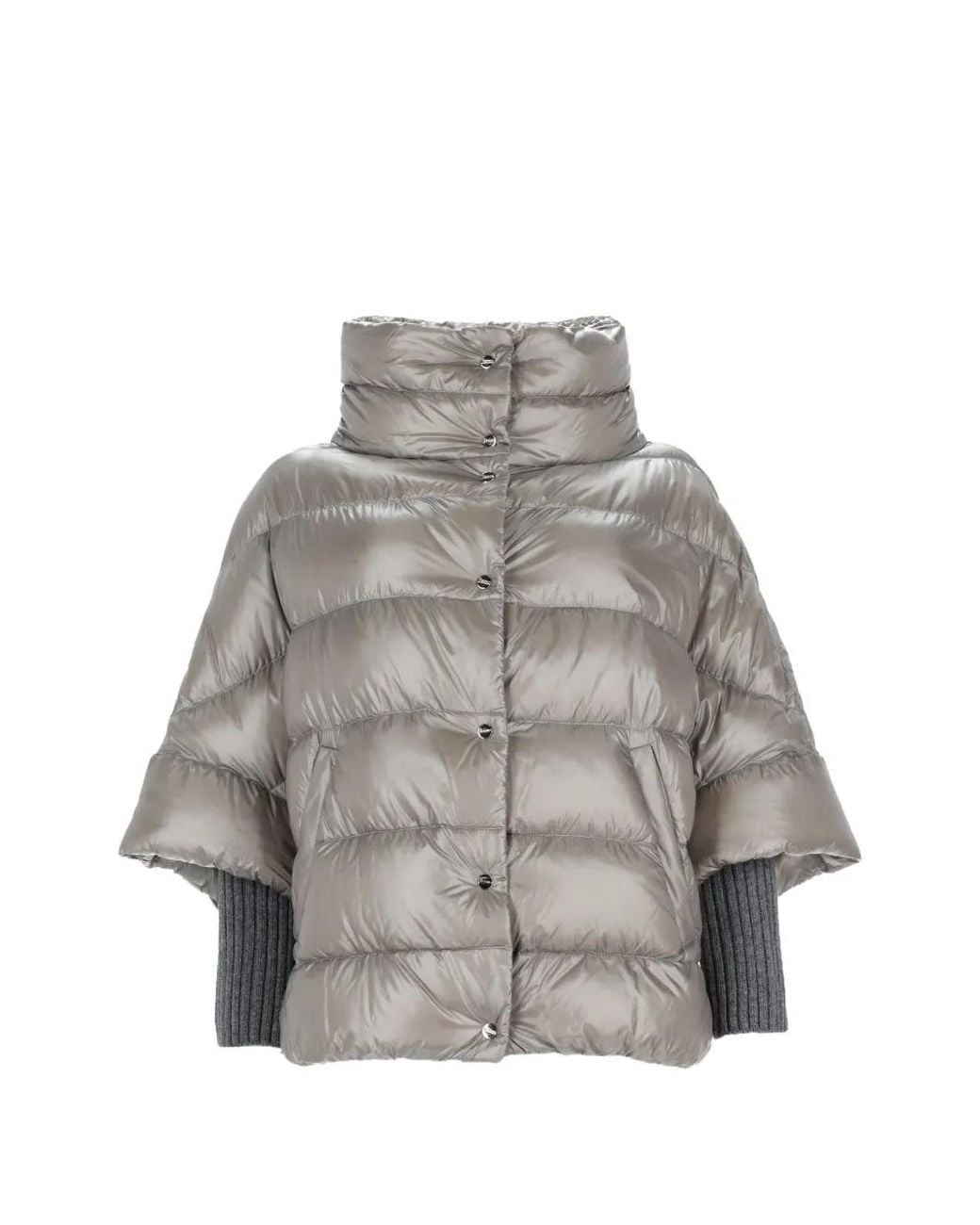 Herno Gray Quilted High-Neck Jacket