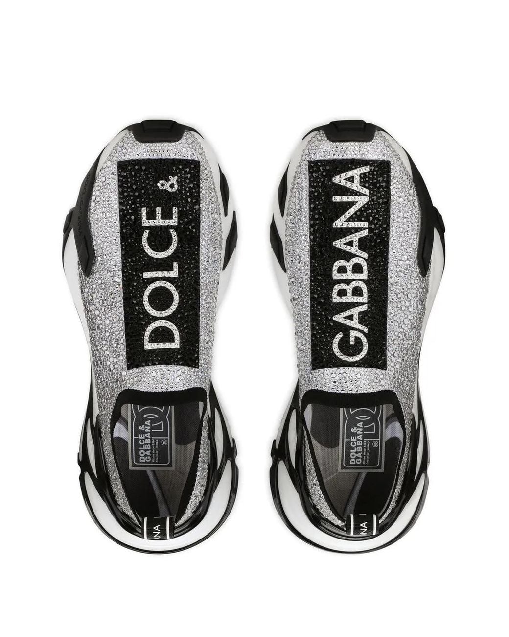 Dolce & Gabbana White Fast Sneakers With Fusible Rhinestones