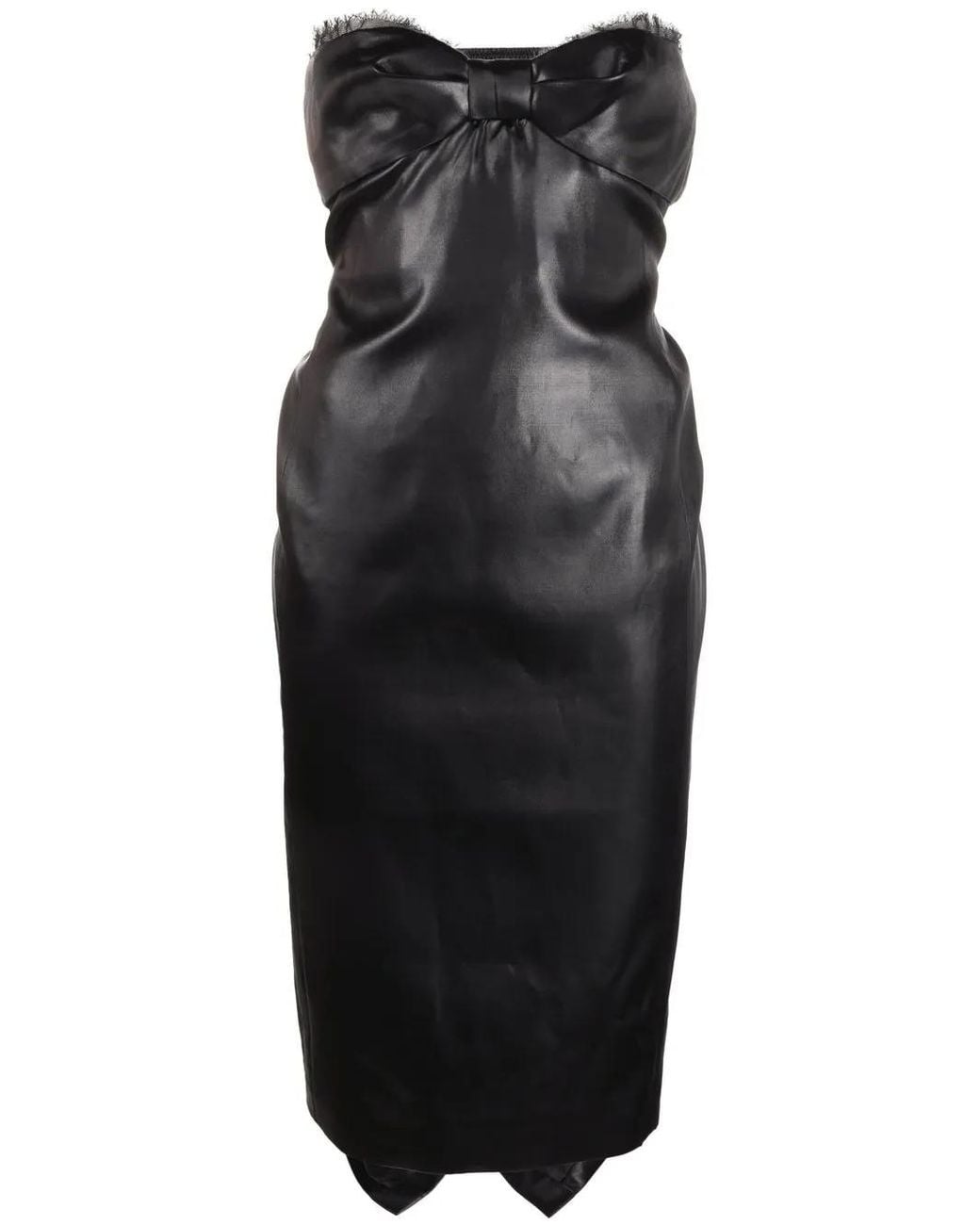Saint Laurent Black Strapless Mid-Length Dress