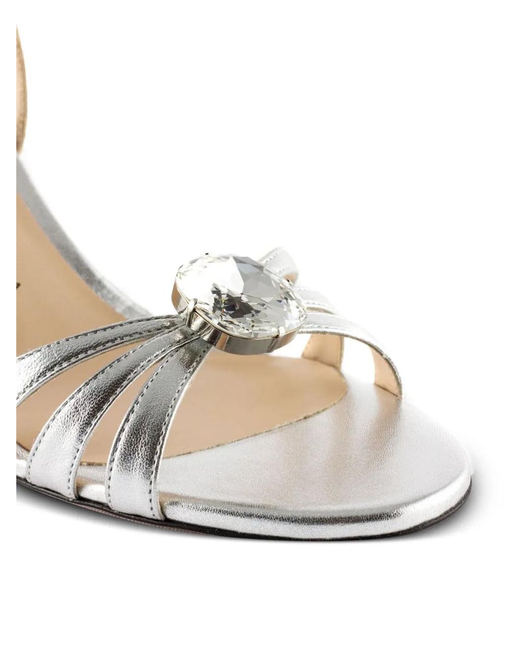Roberto Festa White 80Mm Sophie Luxor Crystal Jewel Metallic Leather Sandals