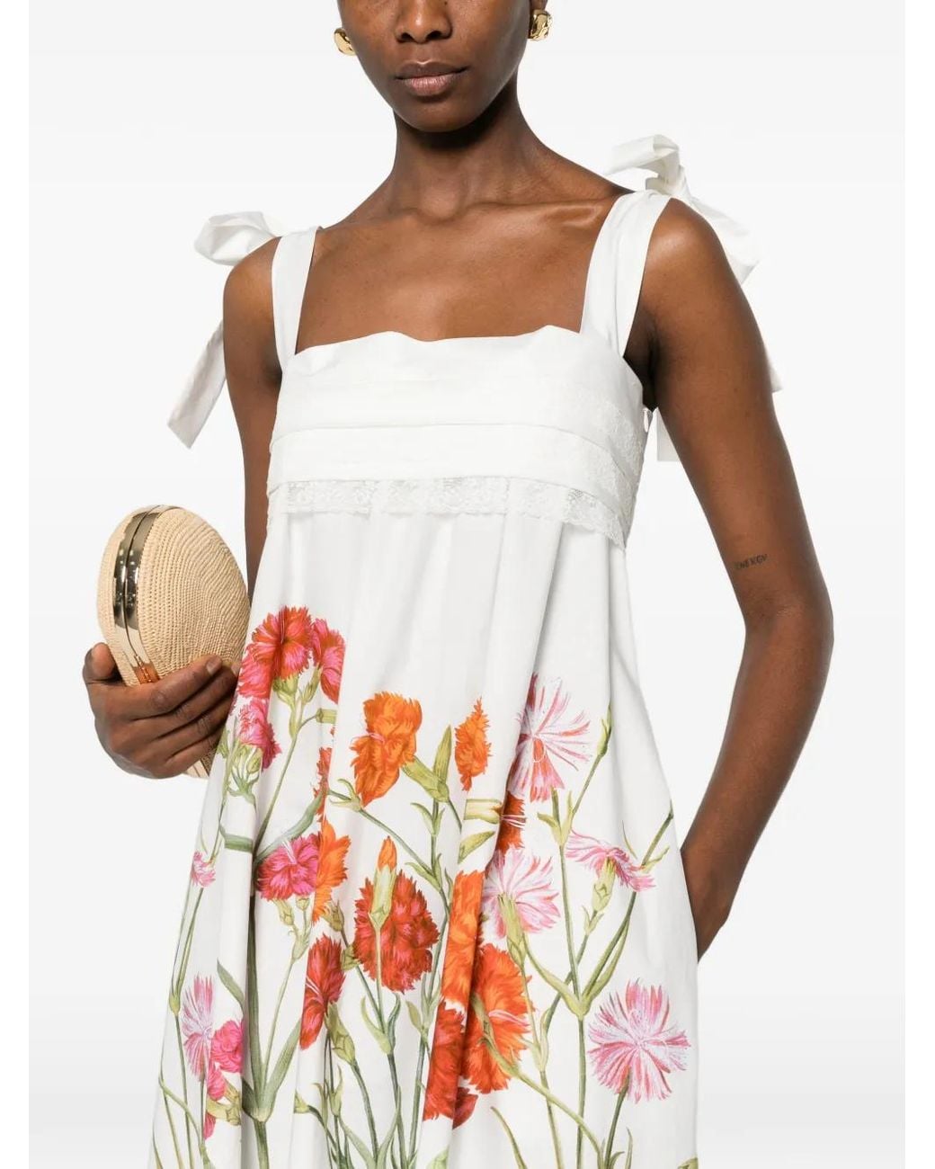 Alberta Ferretti White Printed Cotton Dress