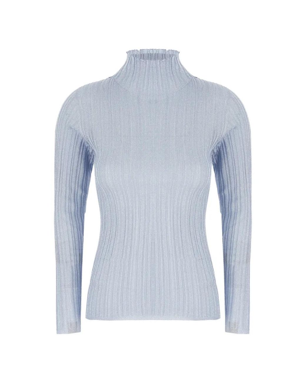 Fabiana Filippi Blue Ribbed-Knit High-Neck Sweater