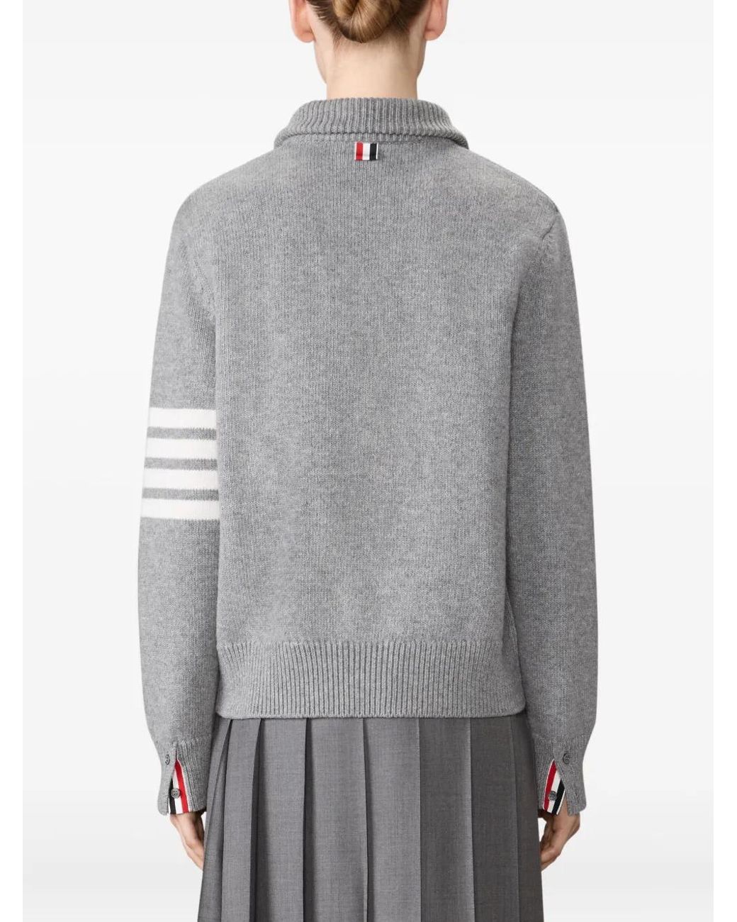 Thom Browne Gray 4-Bar Jersey-Stitch Merino-Wool Sweater