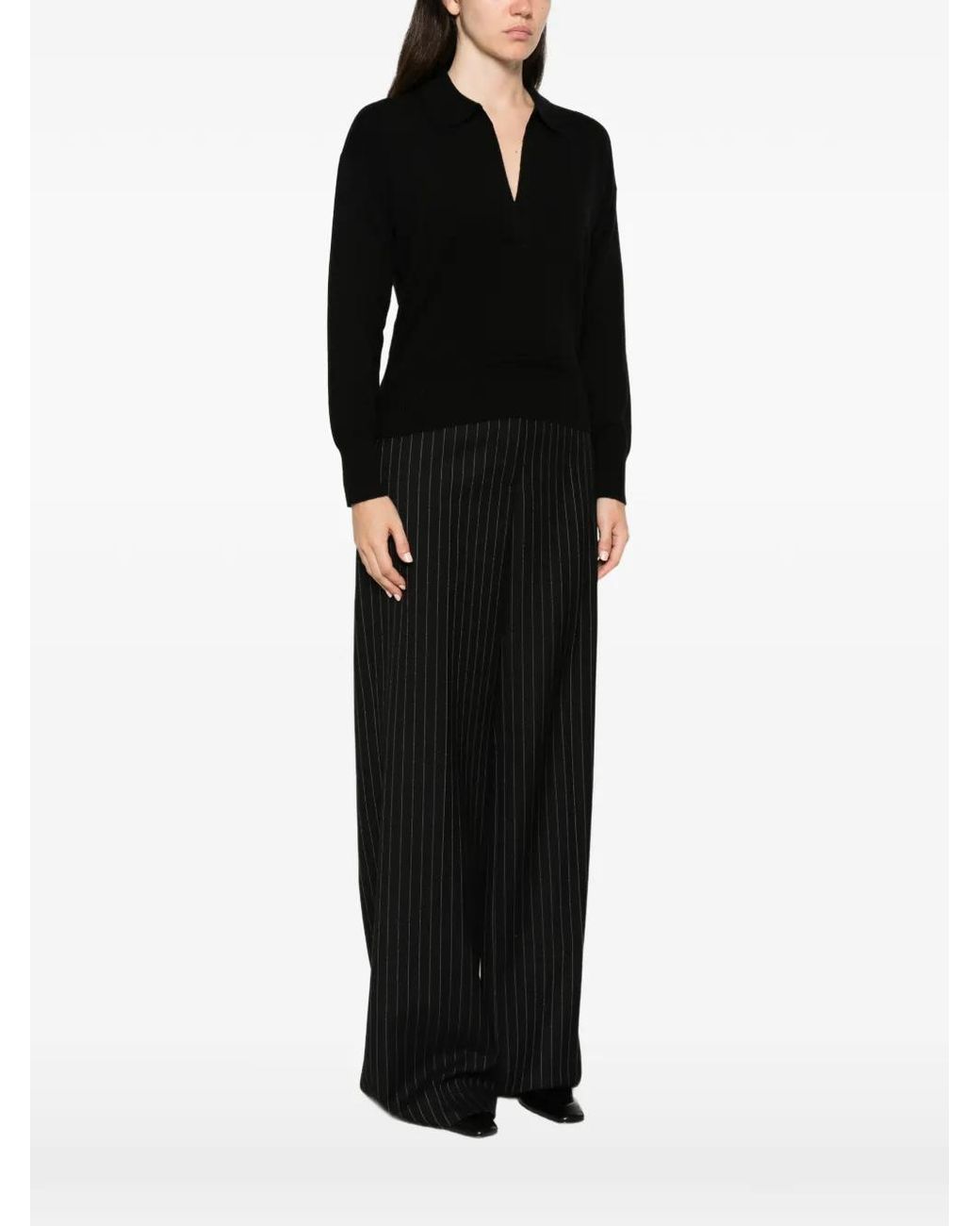 Alpha Studio Black V-Neck Top