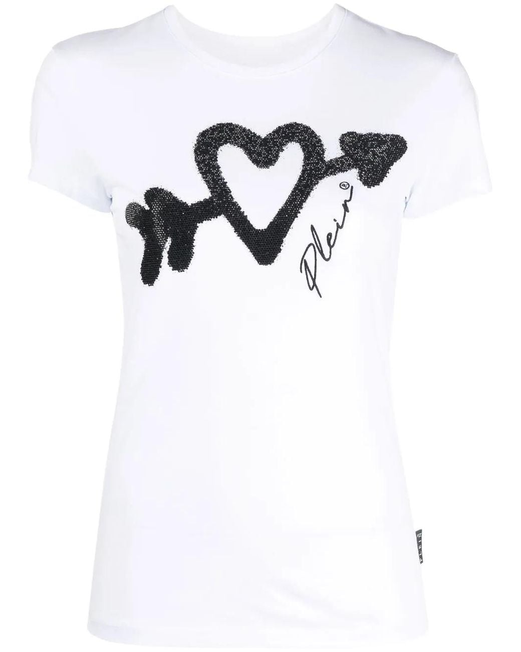 Philipp Plein White Crystal-Embellished Logo T-Shirt