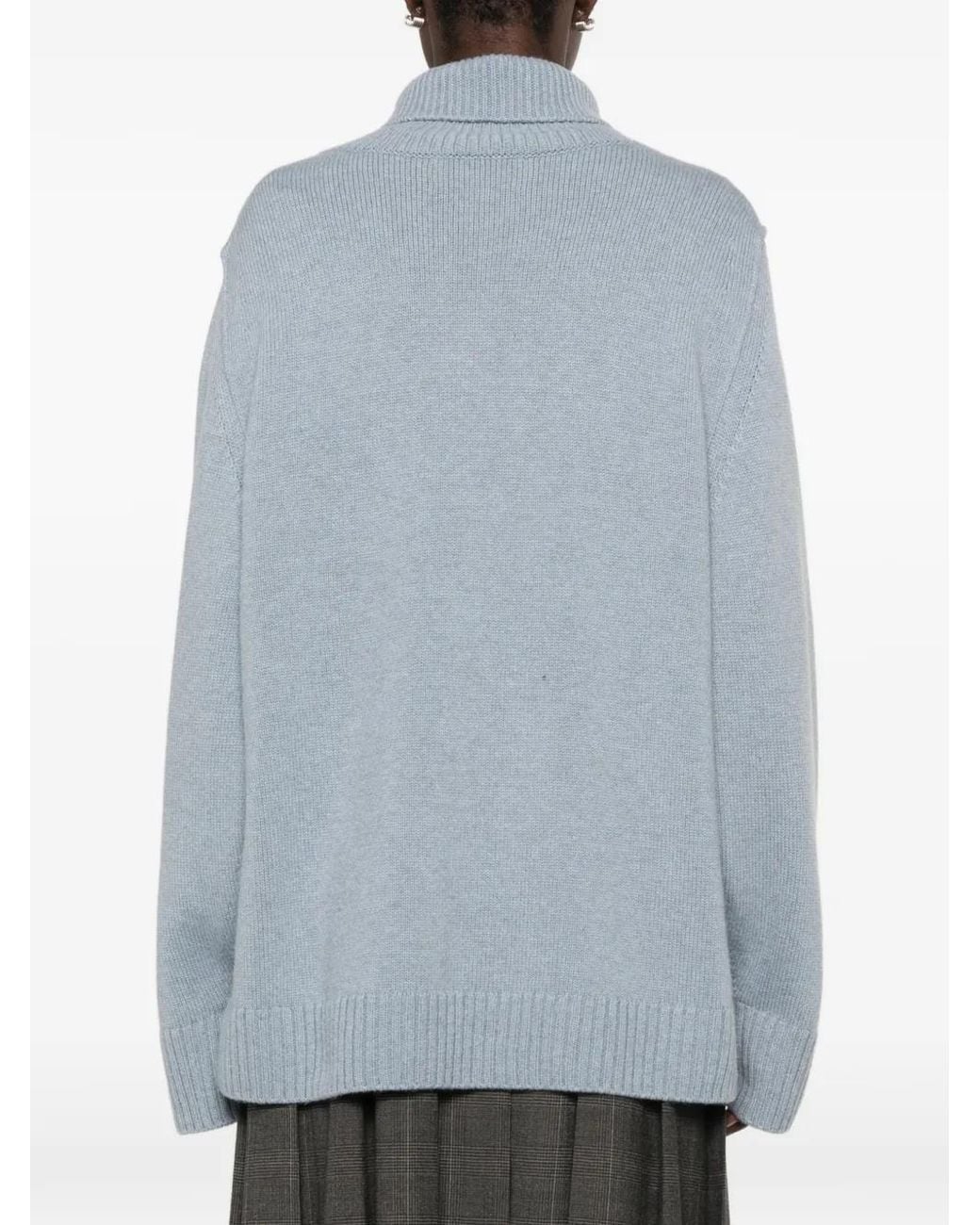 Bompard Blue Split-Sleeve High-Neck Sweater