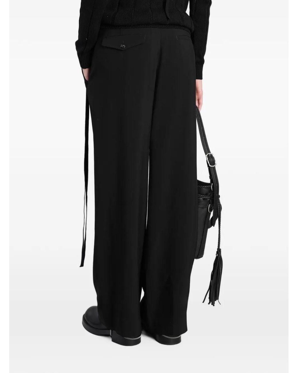 Ann Demeulemeester Black Anneke Tie-Fastening Wide-Leg Trousers